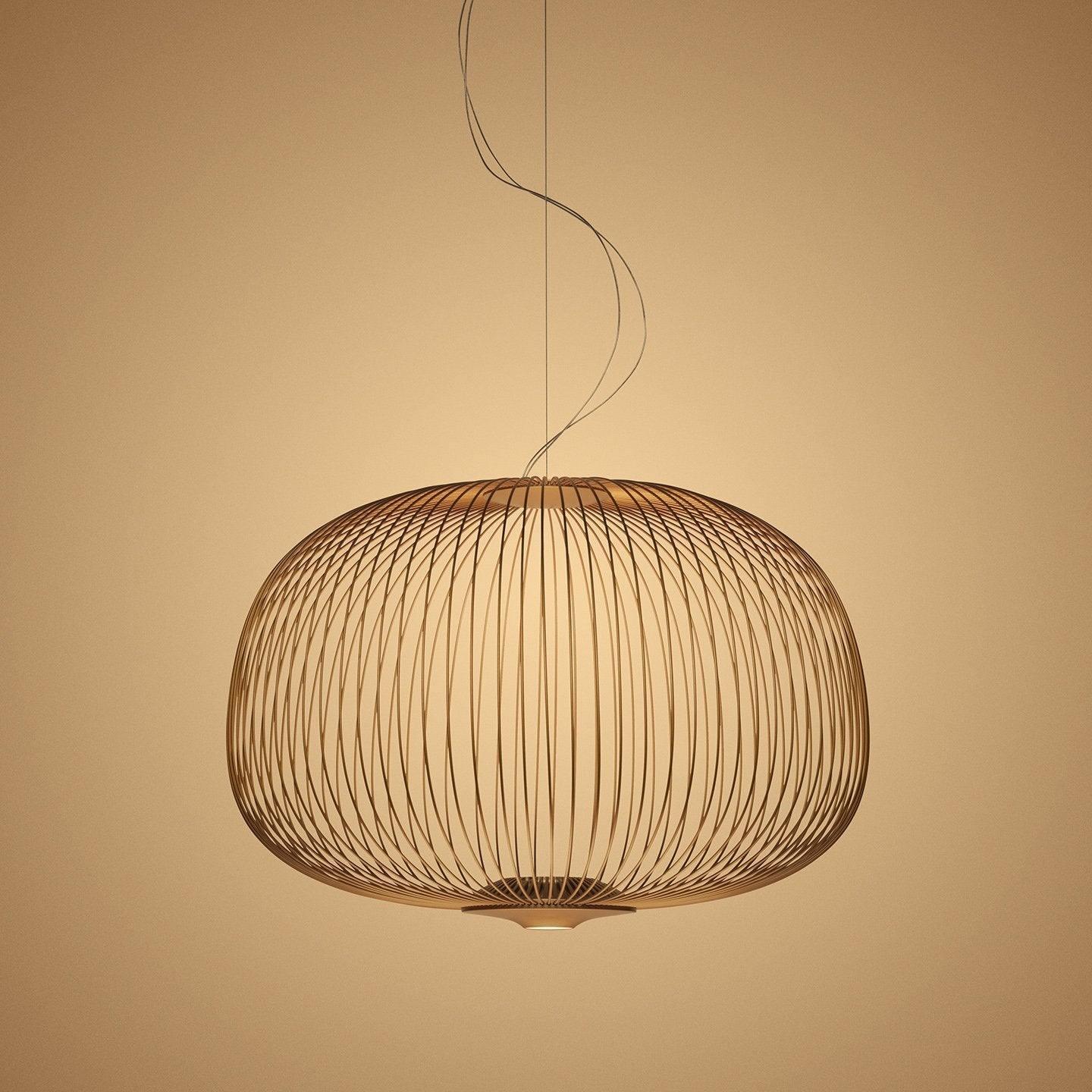 Aero Lightweight Spokes Cage Pendant Light - Lamp Copper