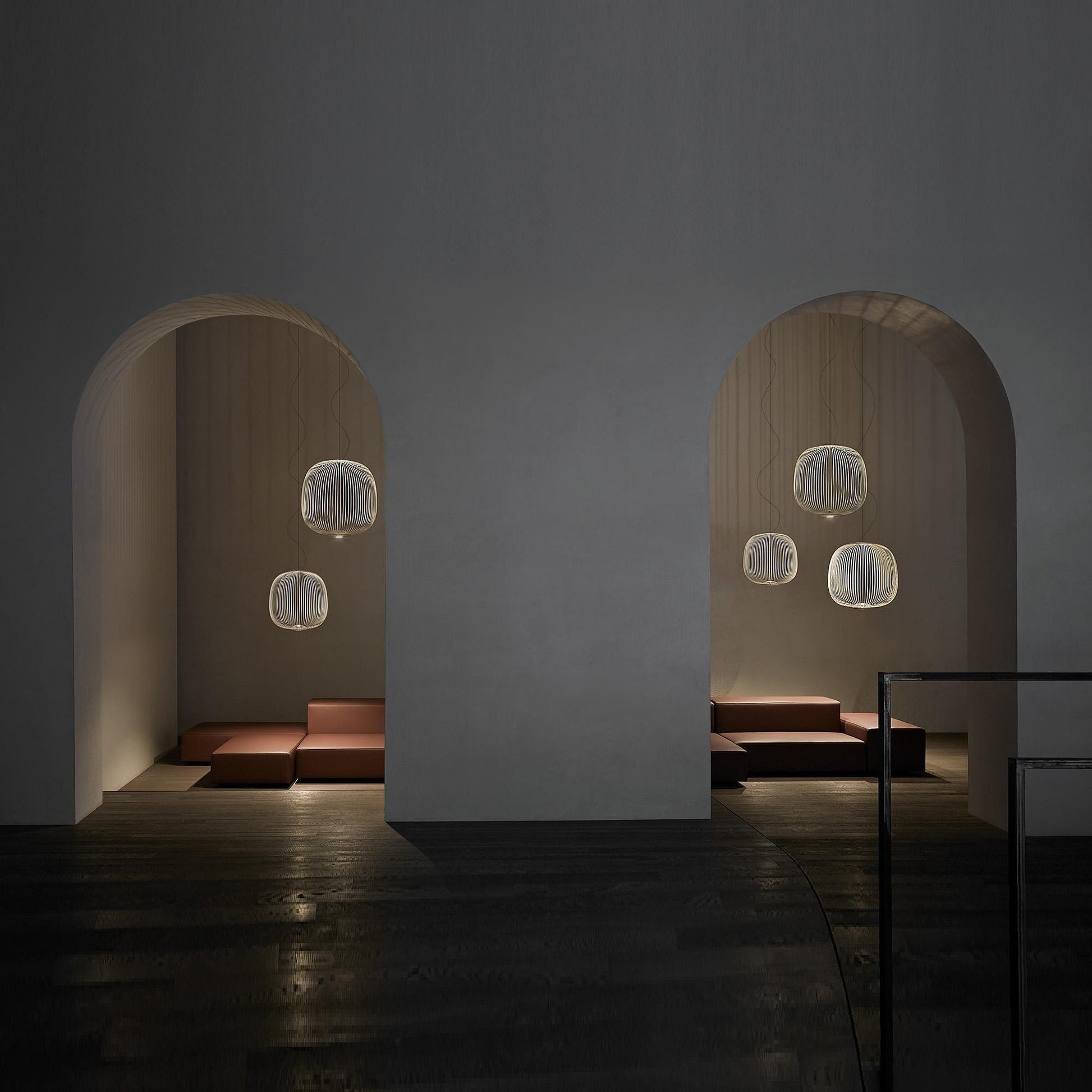 Aero Lightweight Spokes Cage Pendant Light - Lamp Copper