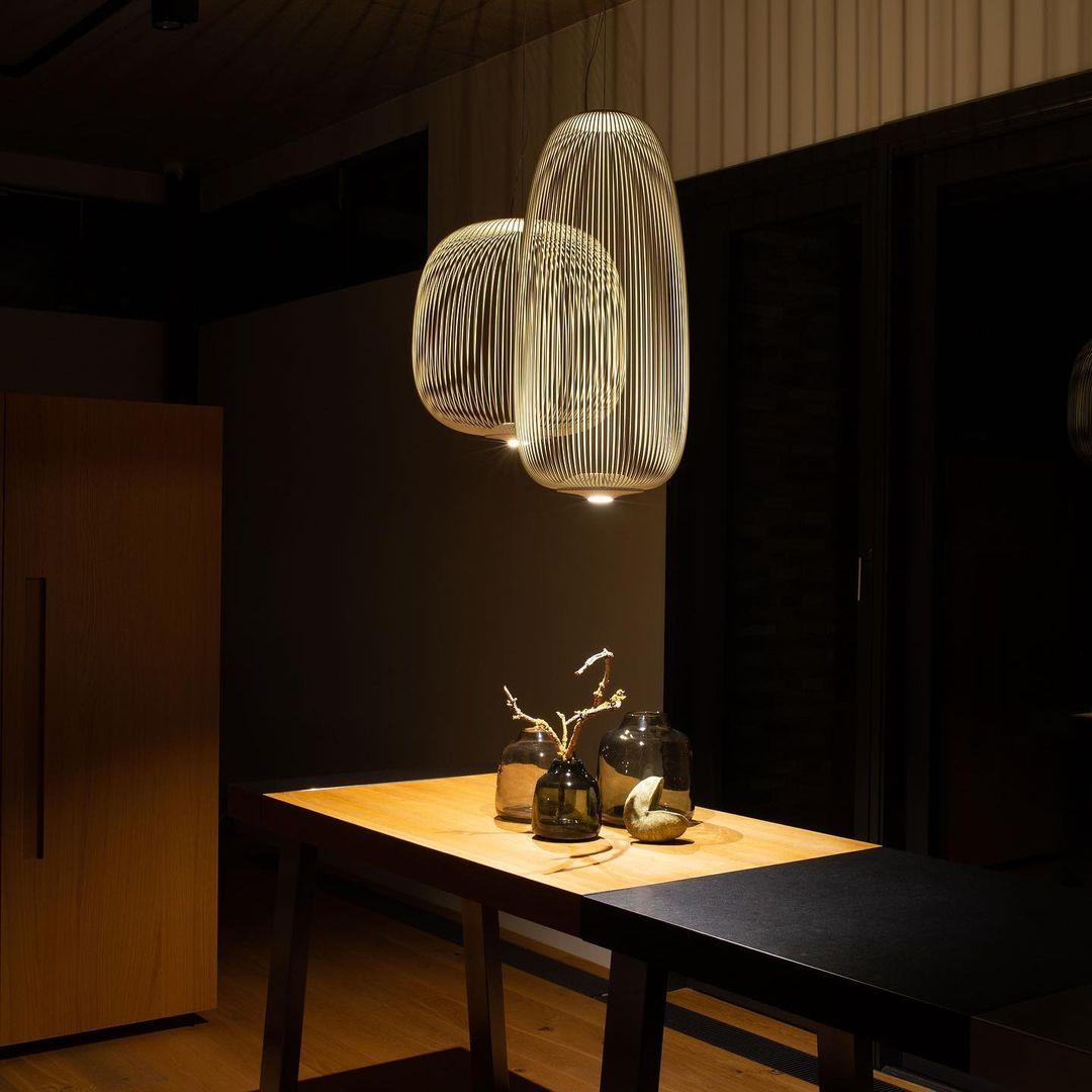 Aero Lightweight Spokes Cage Pendant Light - Lamp Copper