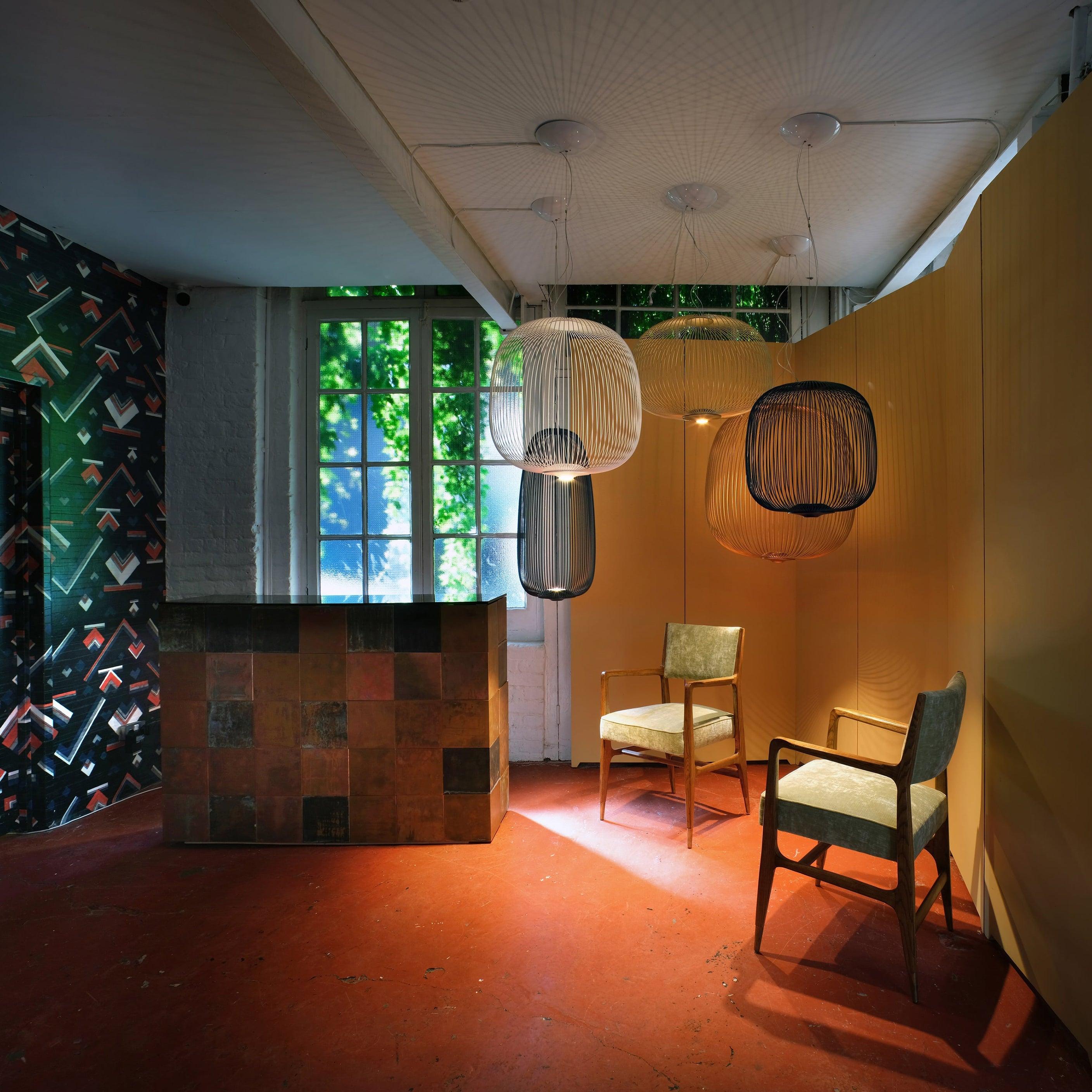 Aero Lightweight Spokes Cage Pendant Light - Lamp Copper