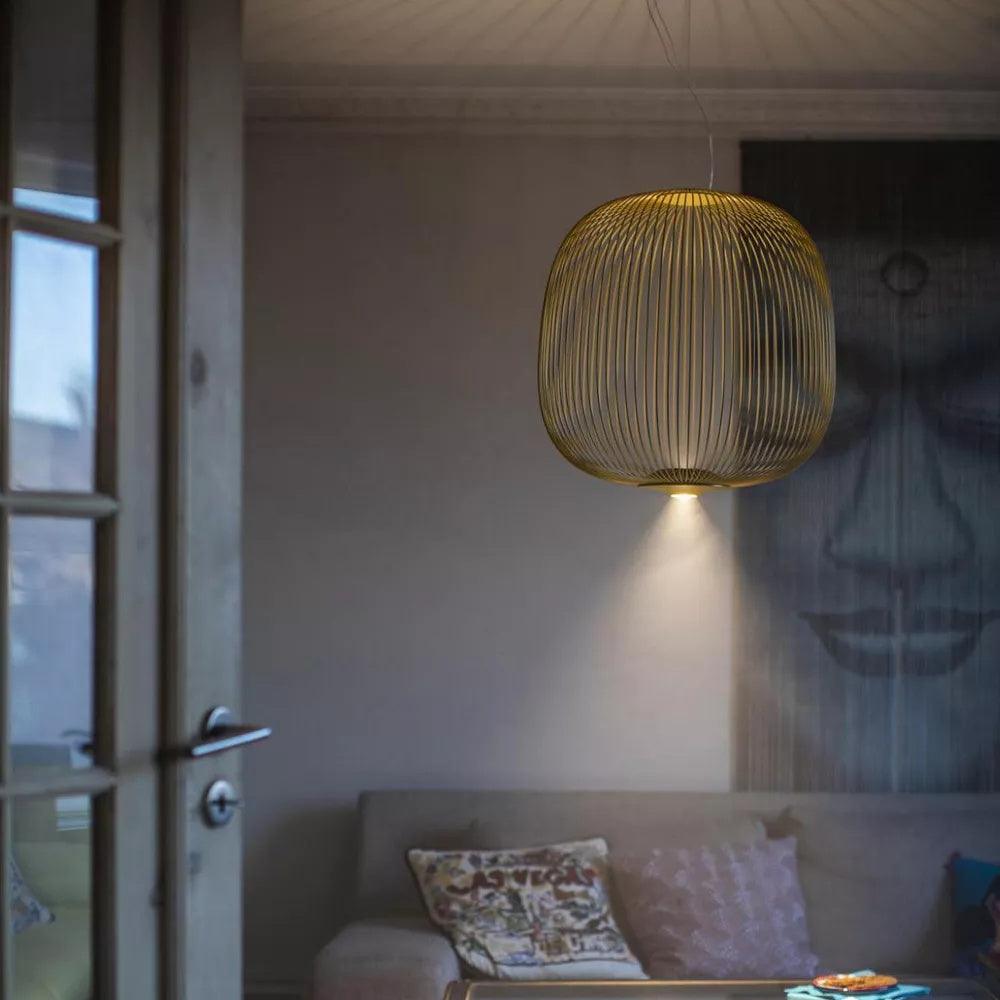 Aero Lightweight Spokes Cage Pendant Light - Lamp Copper