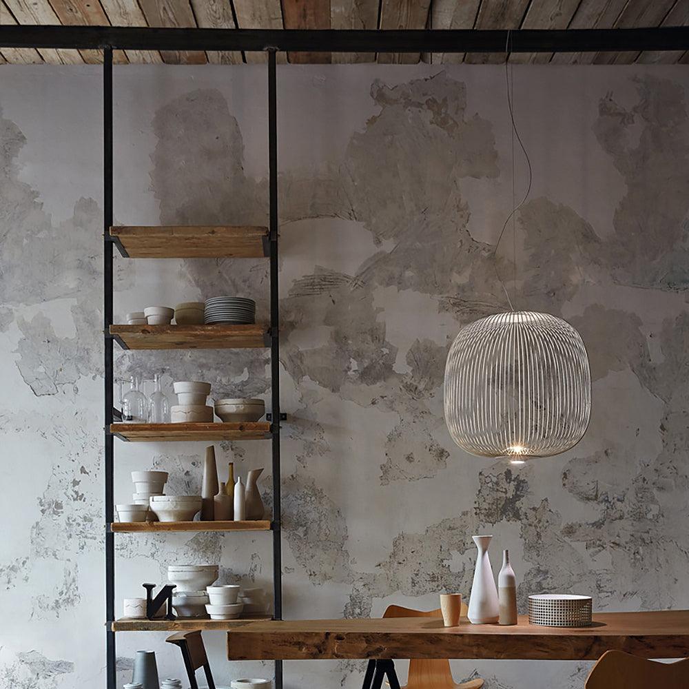 Aero Lightweight Spokes Cage Pendant Light - Lamp Copper