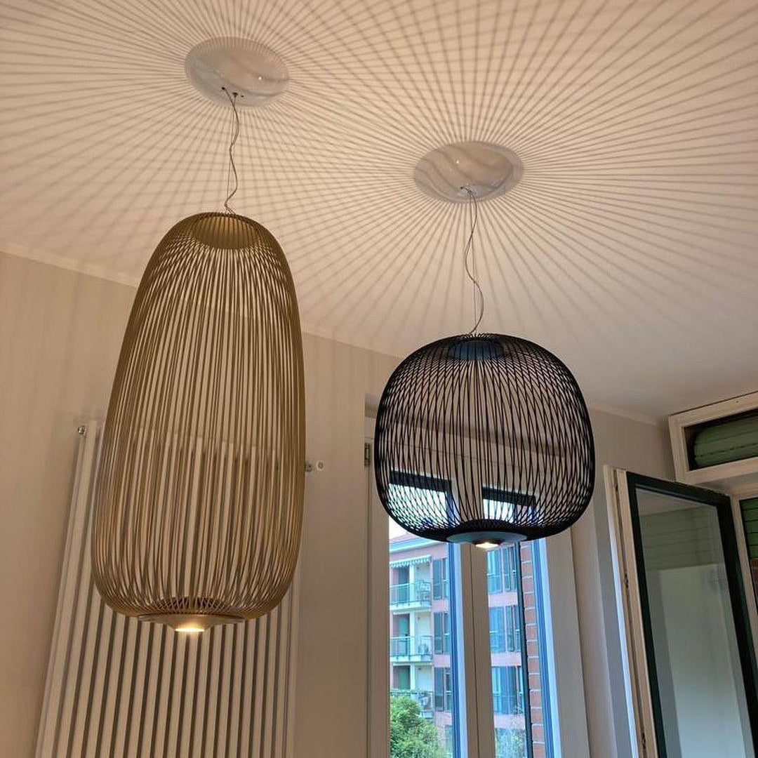 Aero Lightweight Spokes Cage Pendant Light - Lamp Copper