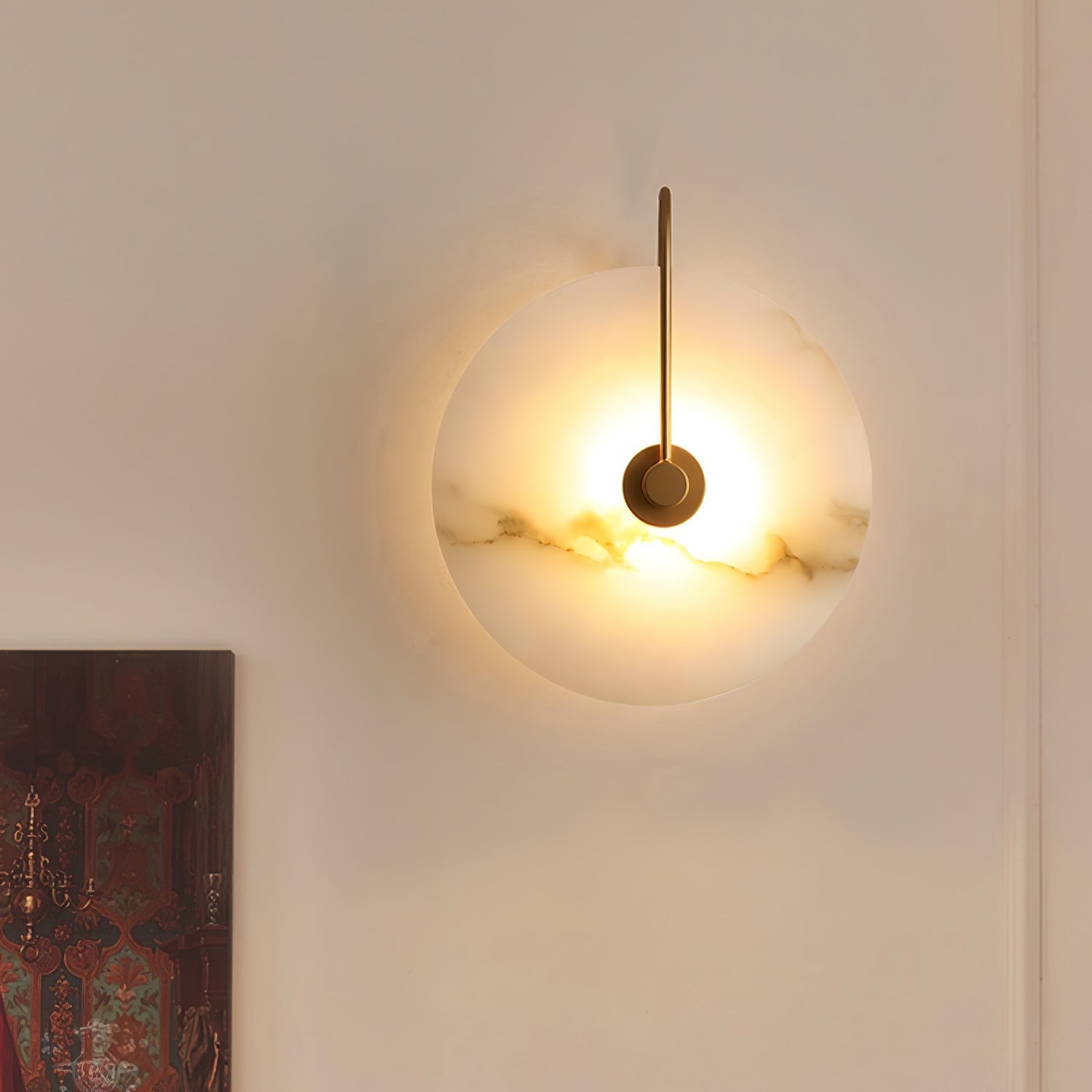 Kristy Alabaster LED Wall Lamp Round Iconic Circular - Lamp Copper
