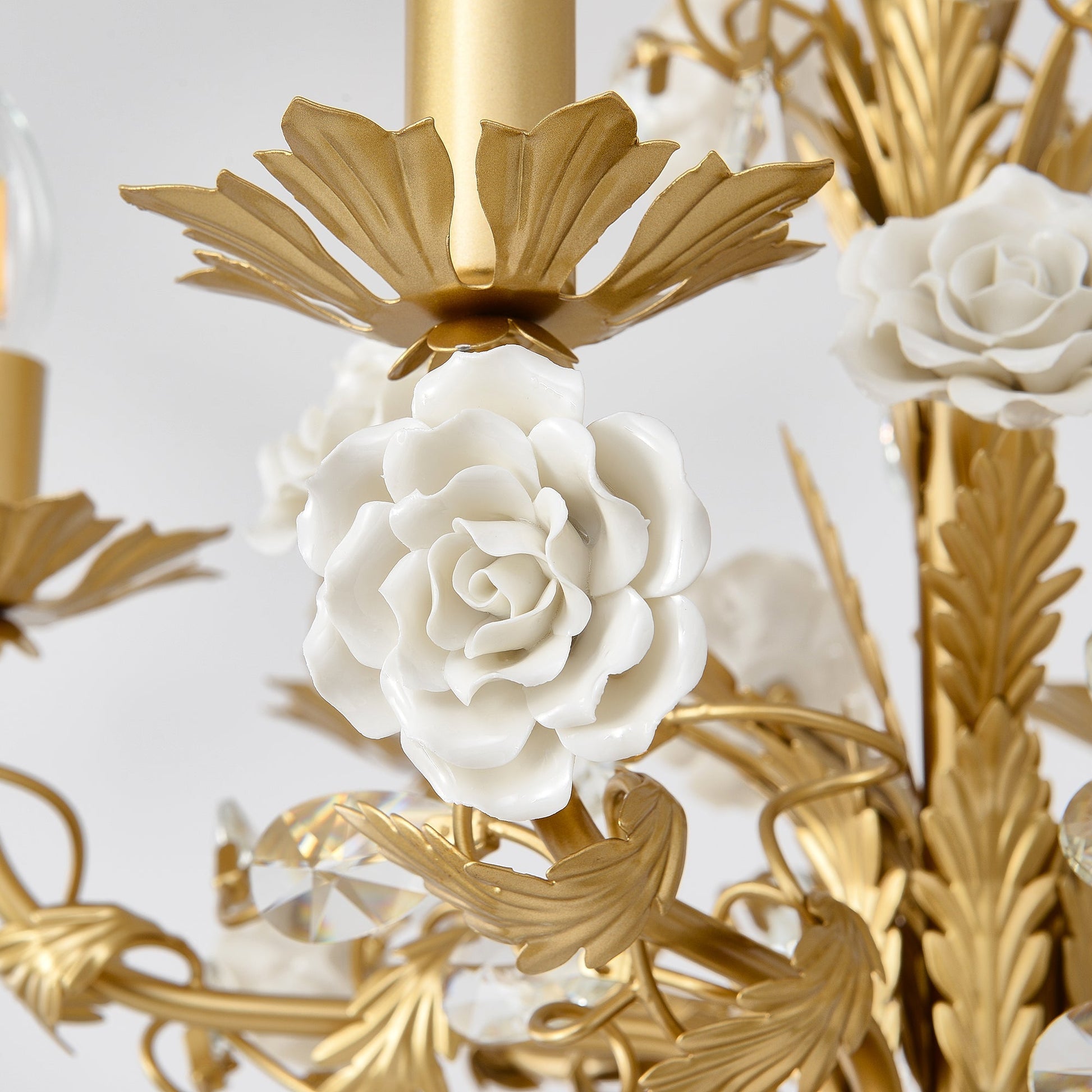 Vavenara Postmodern Luxury Rose White Crystal Chandelier - Lamp Copper