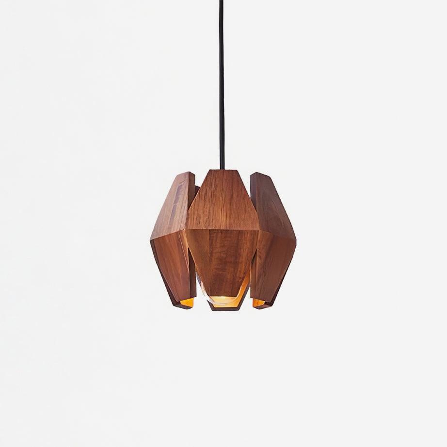 Pendant Lamp Geometric Wood Shade Warm Glow Nordic Minimalist Accent - Lamp Copper