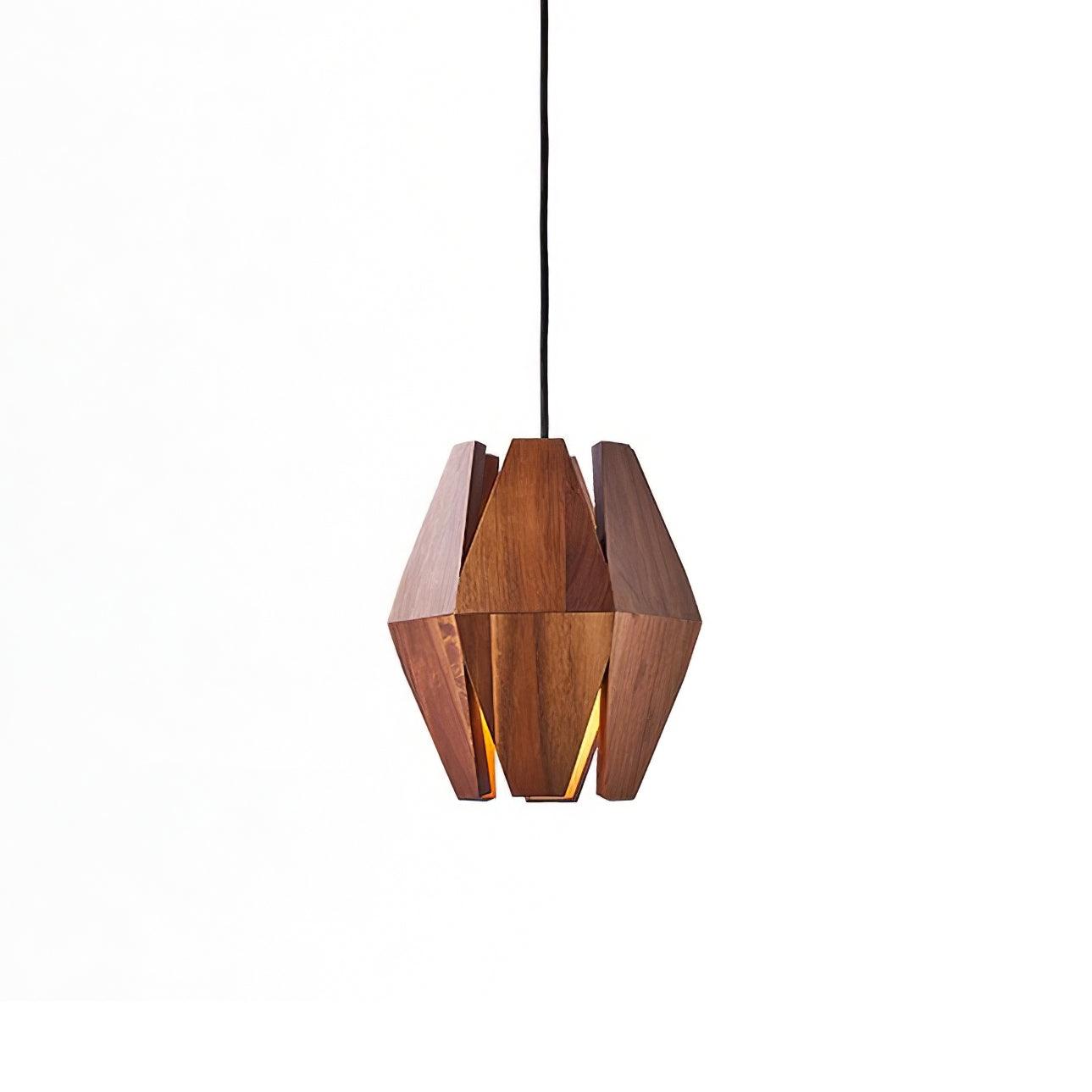 Pendant Lamp Geometric Wood Shade Warm Glow Nordic Minimalist Accent - Lamp Copper