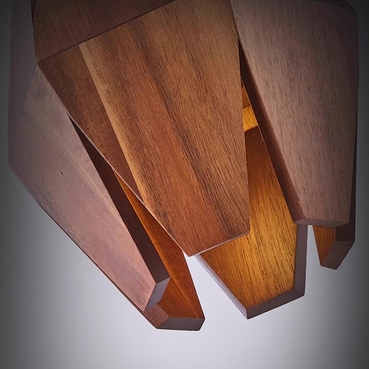 Pendant Lamp Geometric Wood Shade Warm Glow Nordic Minimalist Accent - Lamp Copper