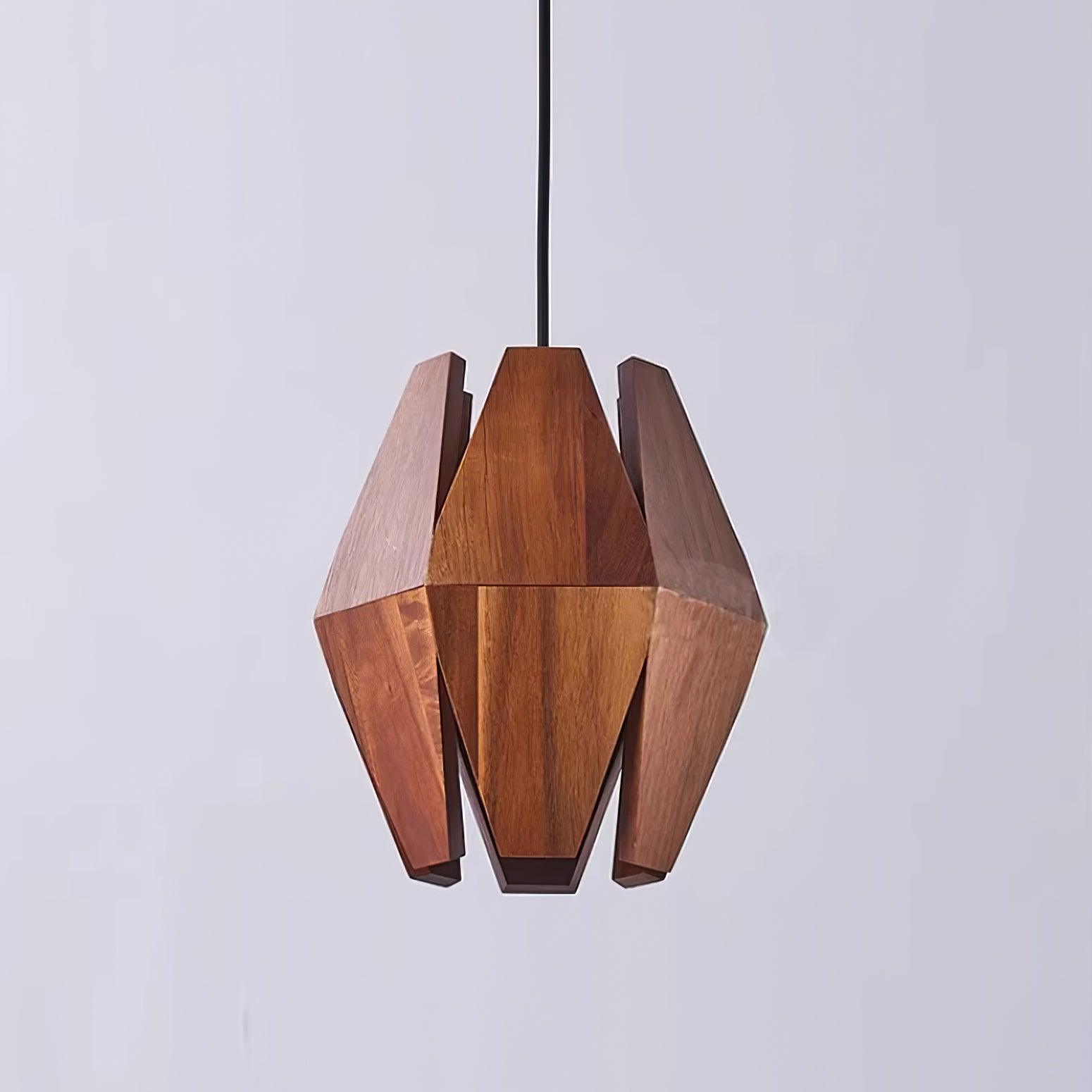 Pendant Lamp Geometric Wood Shade Warm Glow Nordic Minimalist Accent - Lamp Copper