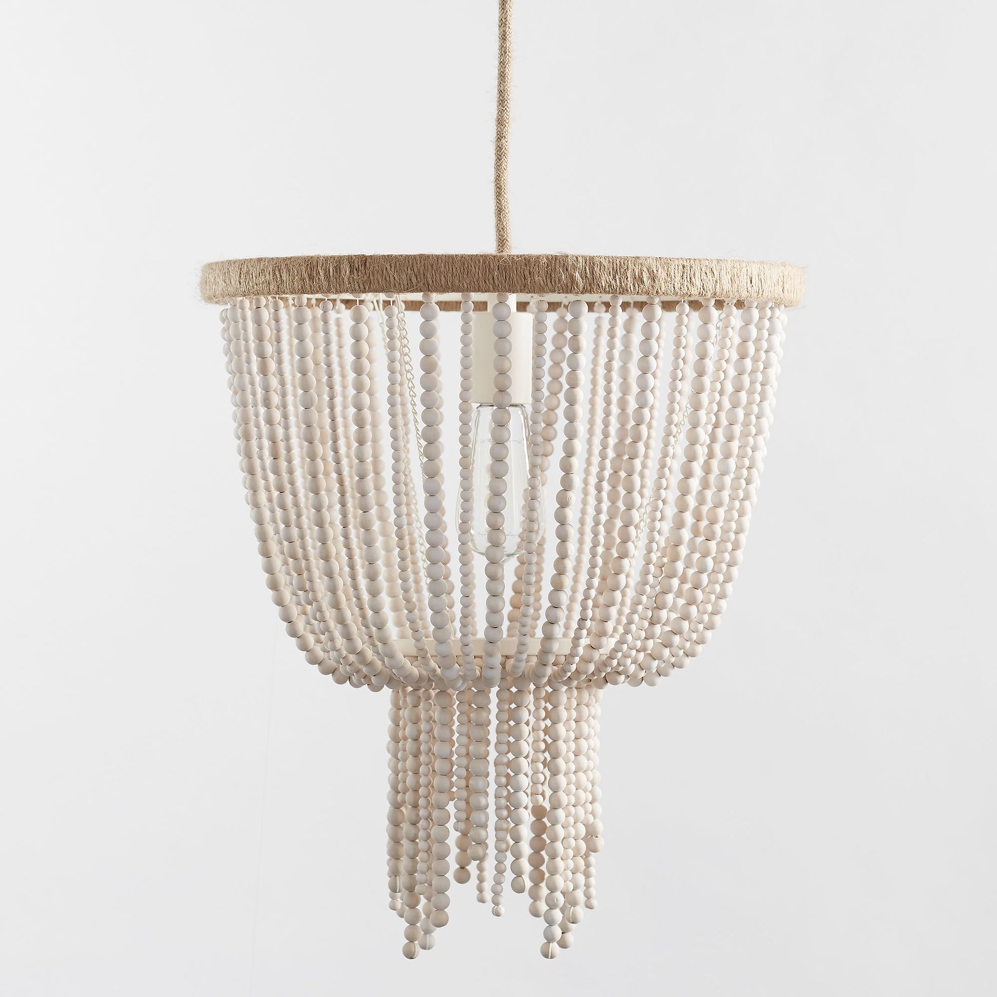 Himinuvyi Modern Beaded Wooden Rope Metal Chandelier - Lamp Copper