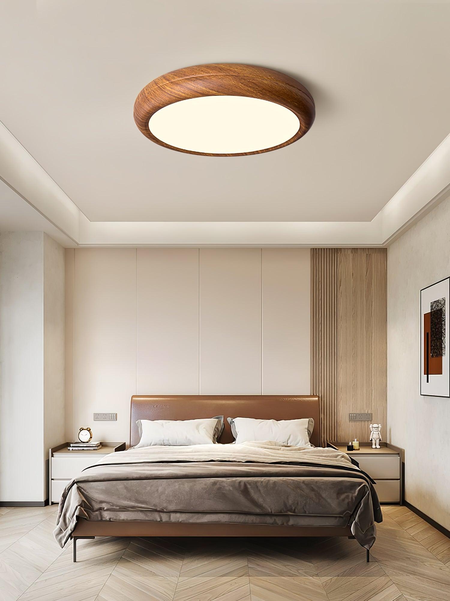 Orbis Wood Wood Grain Round Ceiling Light - Lamp Copper