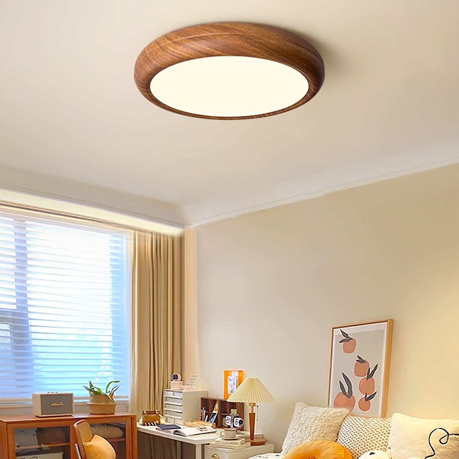 Orbis Wood Wood Grain Round Ceiling Light - Lamp Copper