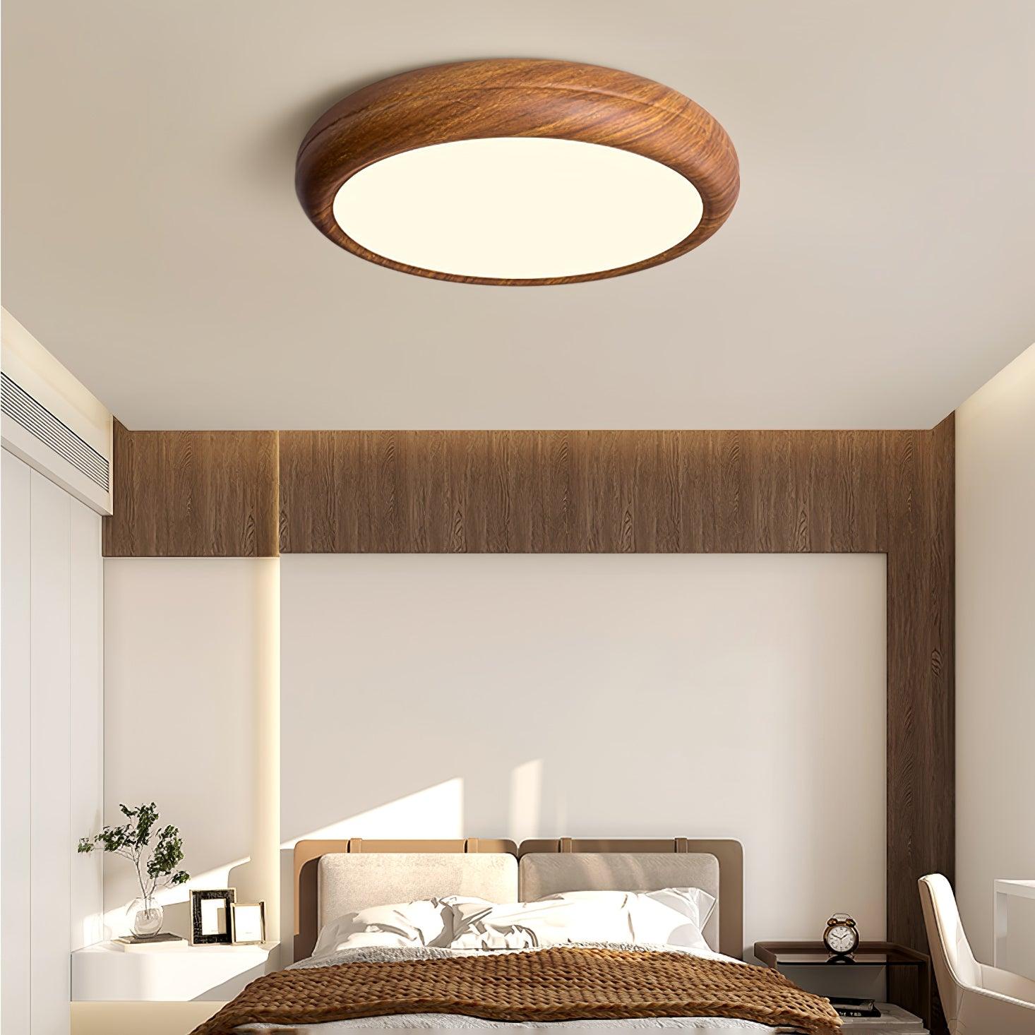 Grena Wood Grain Round Ceiling Light - Lamp Copper