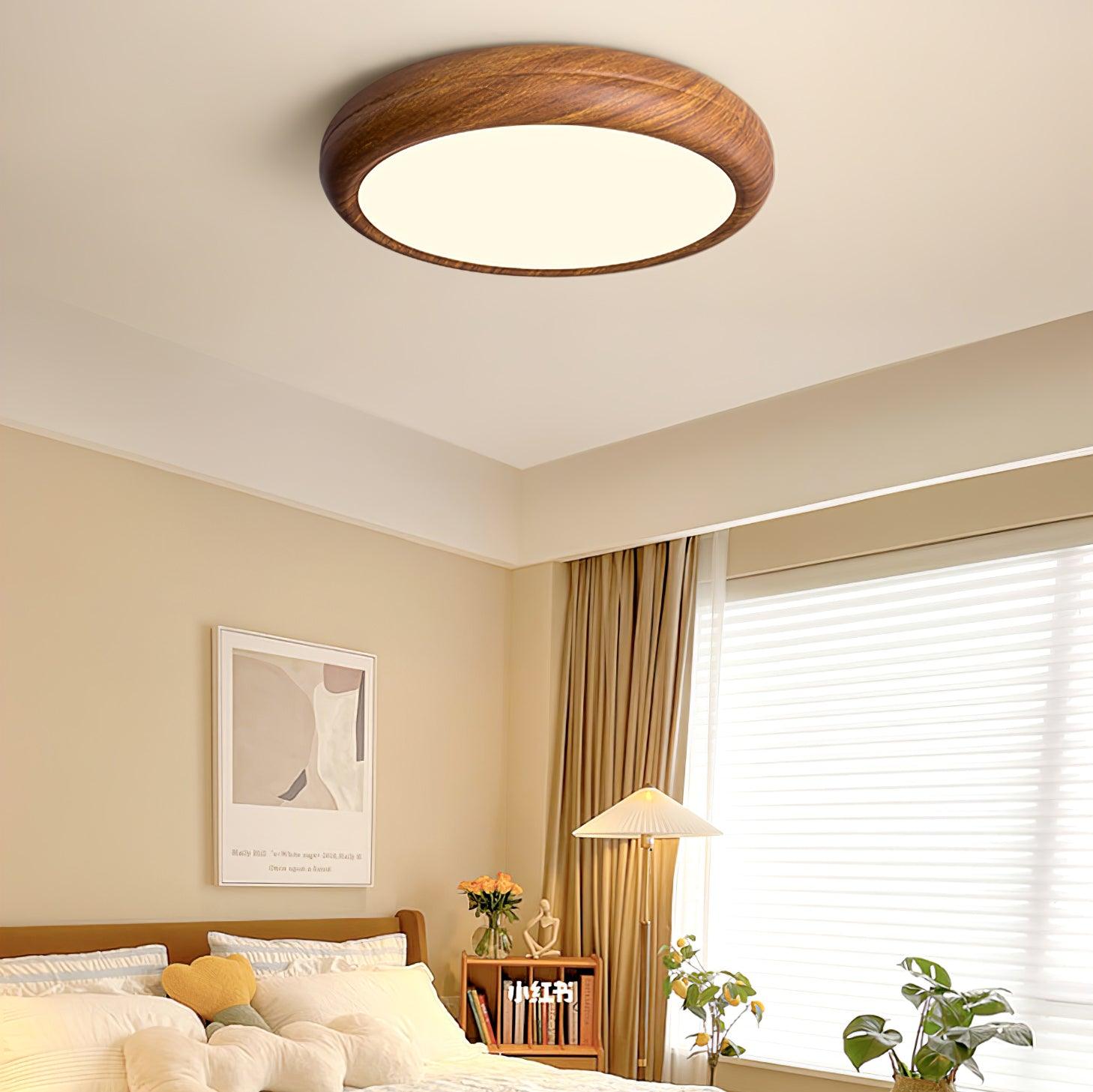 Orbis Wood Wood Grain Round Ceiling Light - Lamp Copper