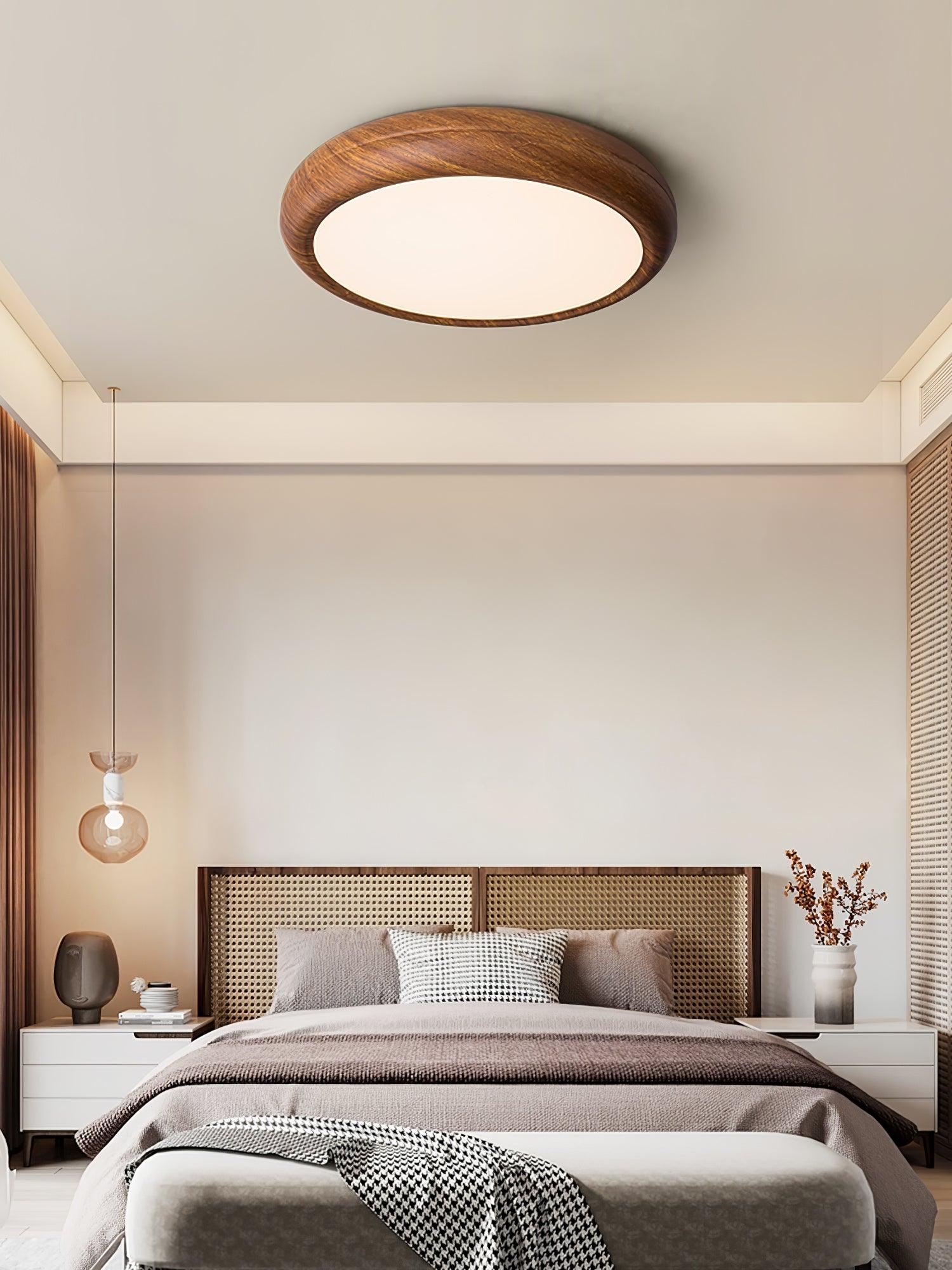 Orbis Wood Wood Grain Round Ceiling Light - Lamp Copper