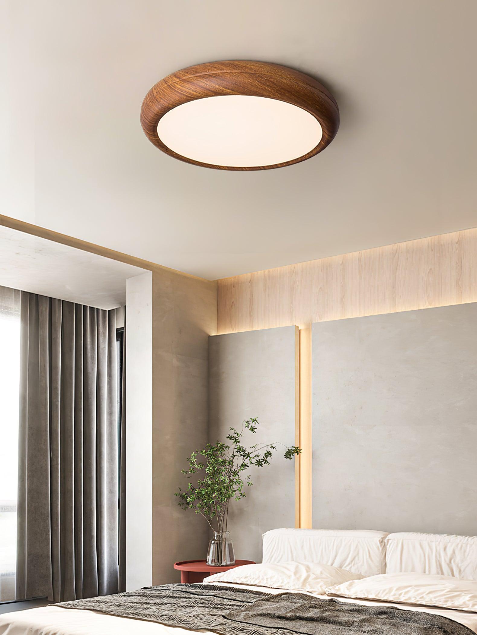 Orbis Wood Wood Grain Round Ceiling Light - Lamp Copper