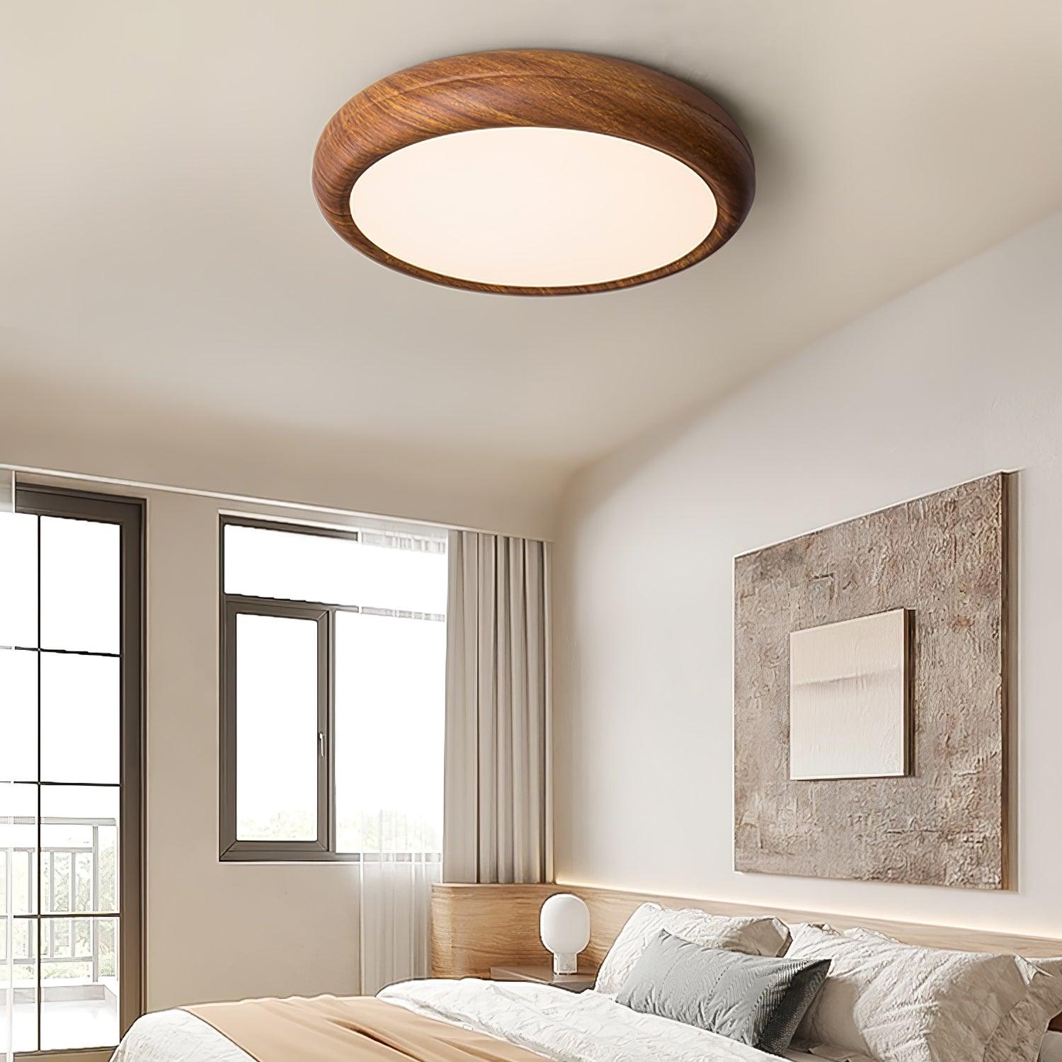 Grena Wood Grain Round Ceiling Light - Lamp Copper
