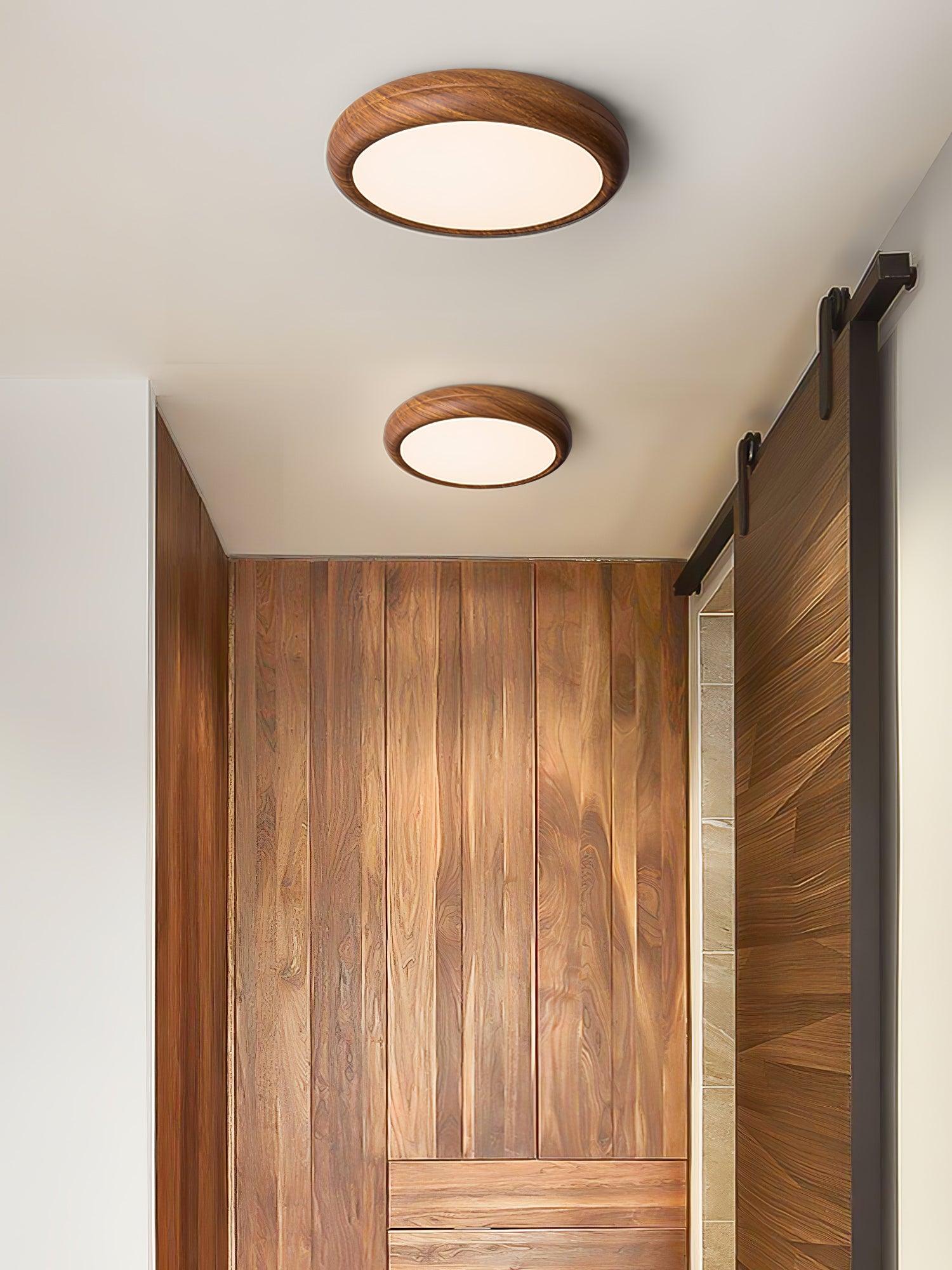 Orbis Wood Wood Grain Round Ceiling Light - Lamp Copper
