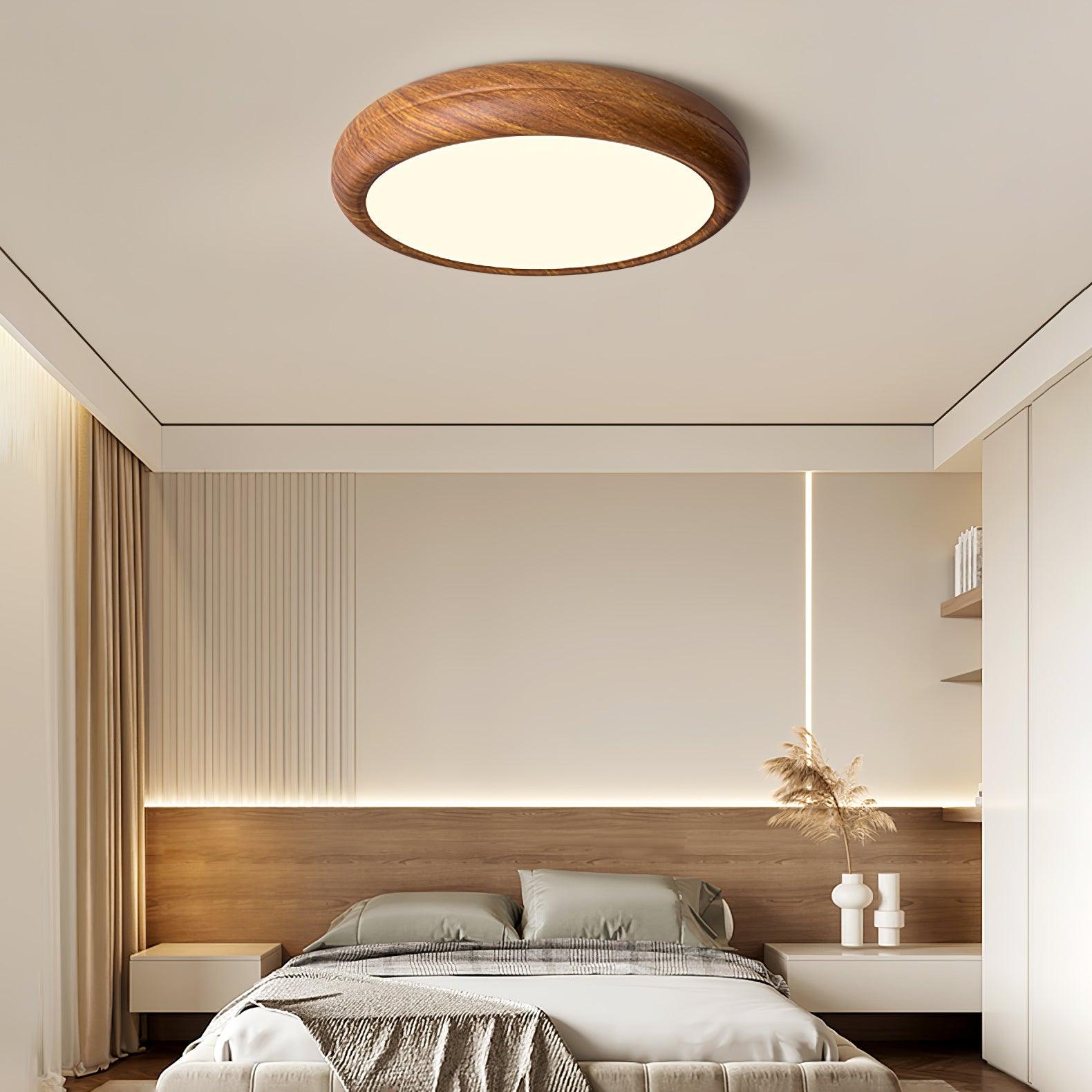 Orbis Wood Wood Grain Round Ceiling Light - Lamp Copper