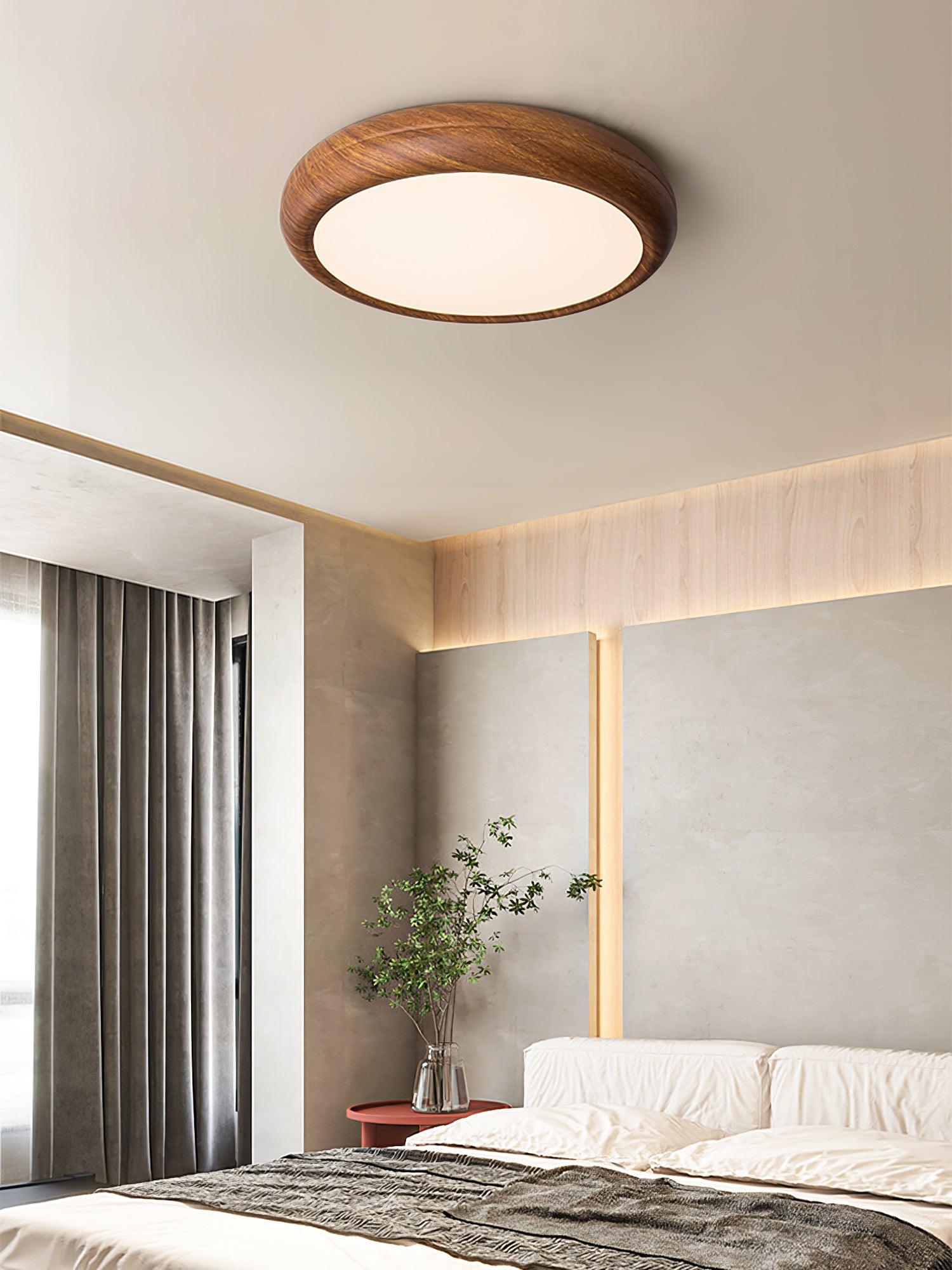 Orbis Wood Wood Grain Round Ceiling Light - Lamp Copper