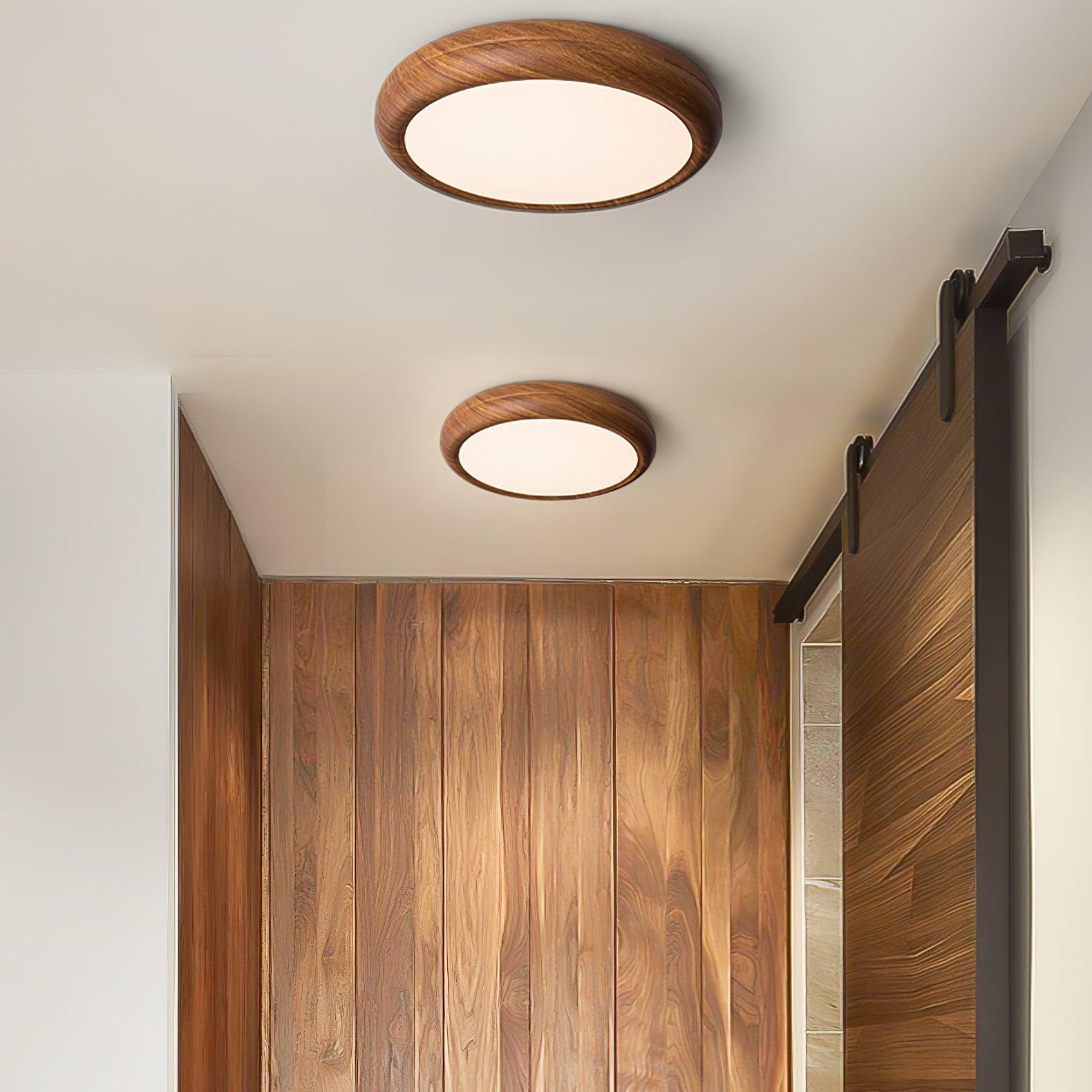 Grena Wood Grain Round Ceiling Light - Lamp Copper