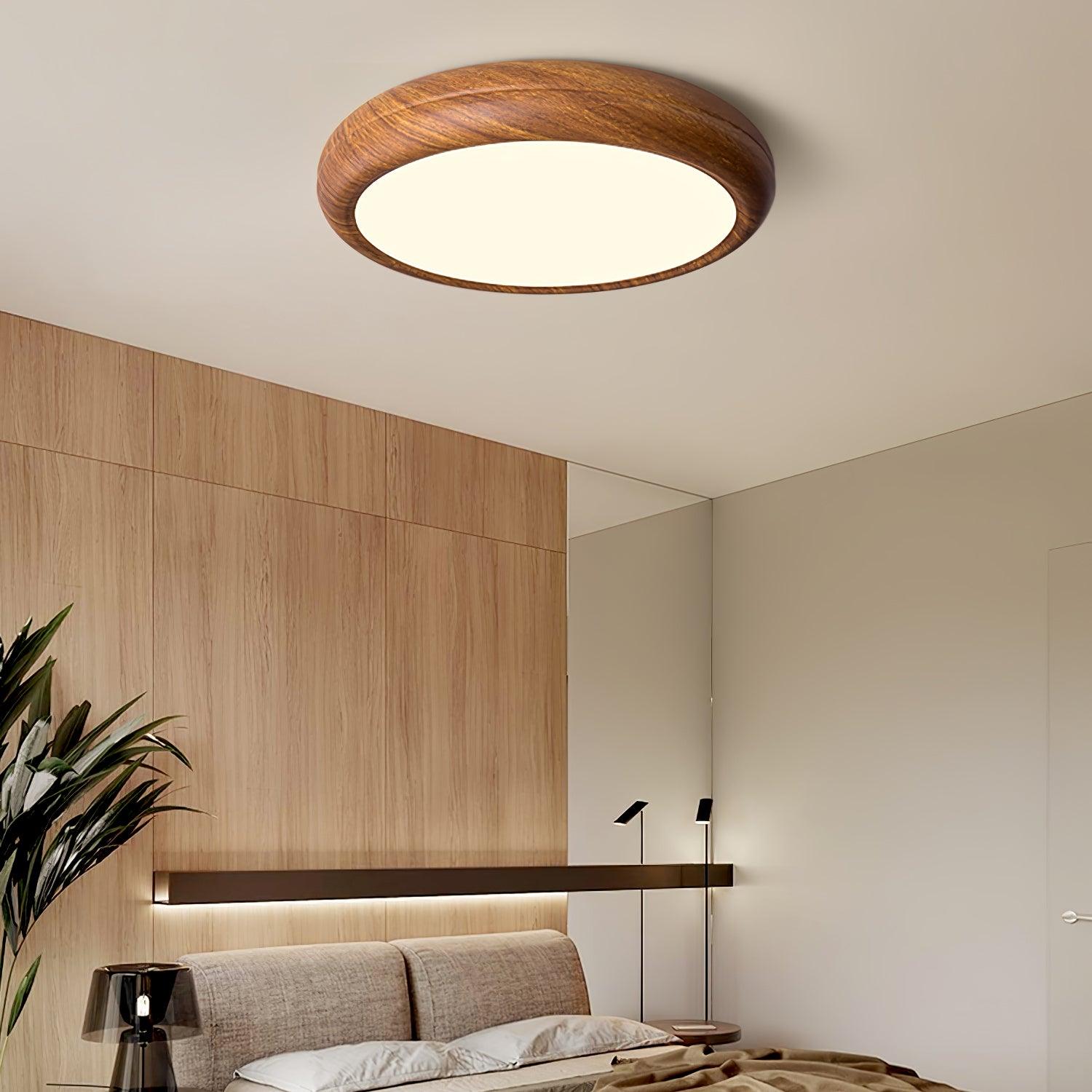 Orbis Wood Wood Grain Round Ceiling Light - Lamp Copper