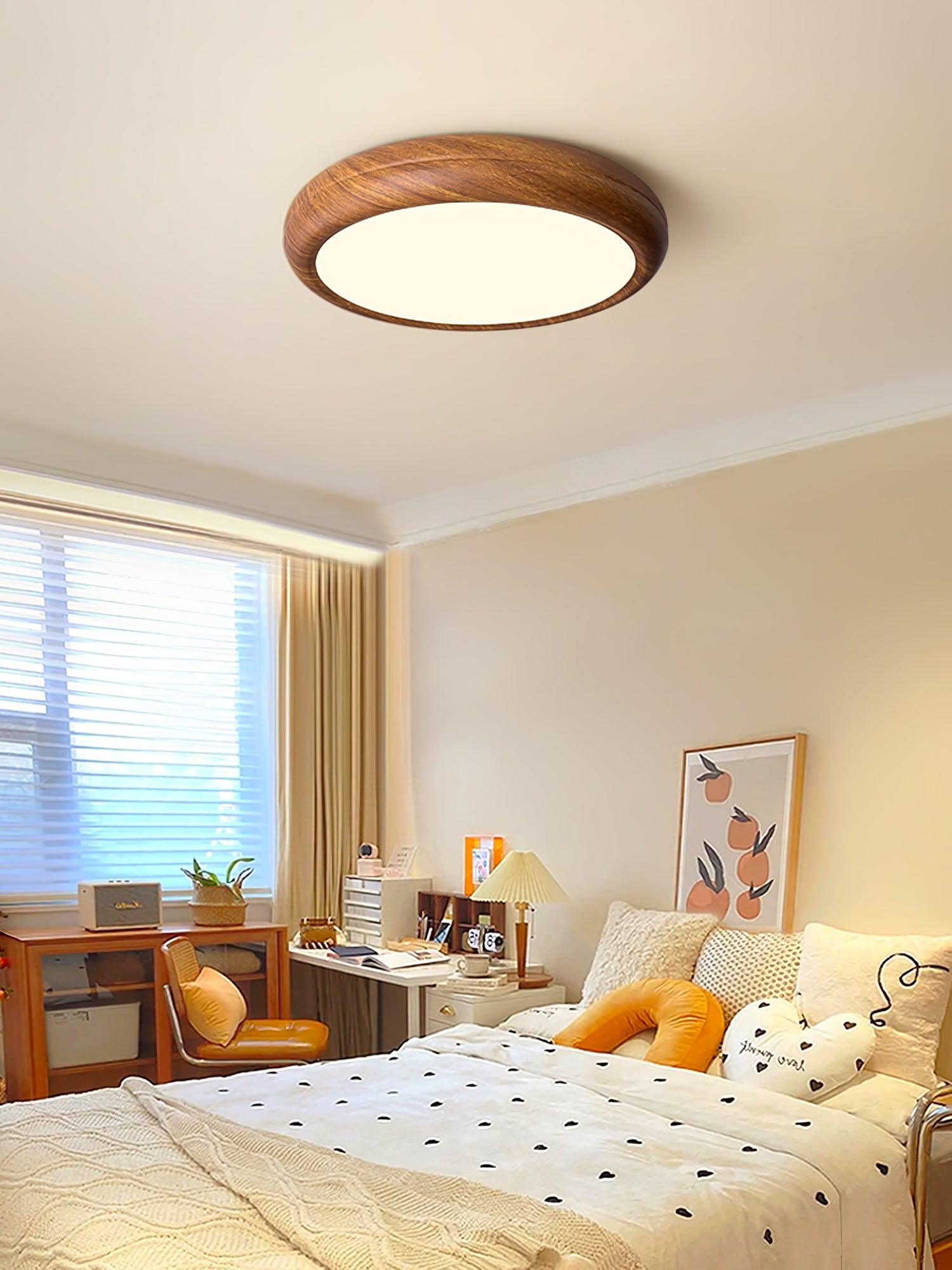 Orbis Wood Wood Grain Round Ceiling Light - Lamp Copper