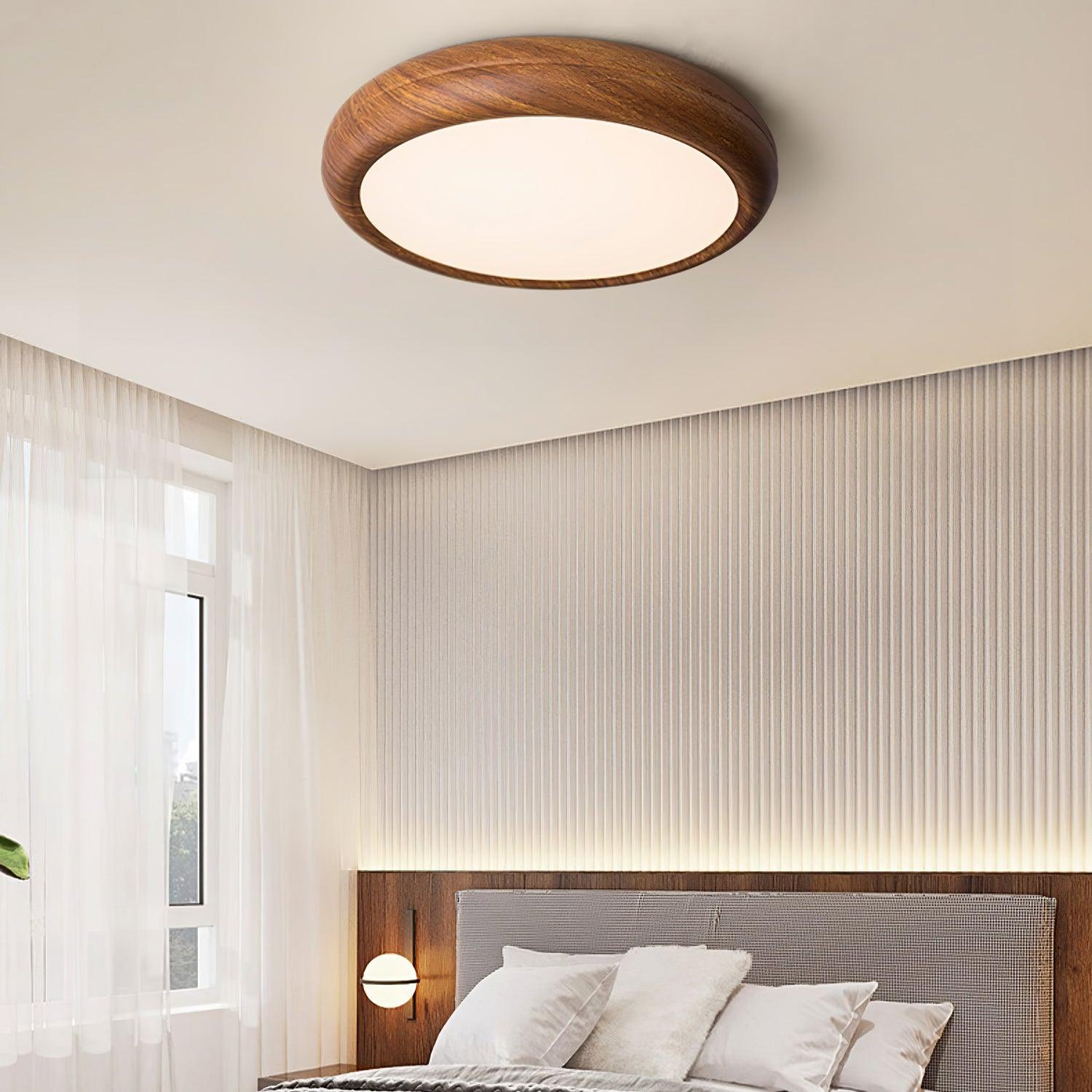 Orbis Wood Wood Grain Round Ceiling Light - Lamp Copper