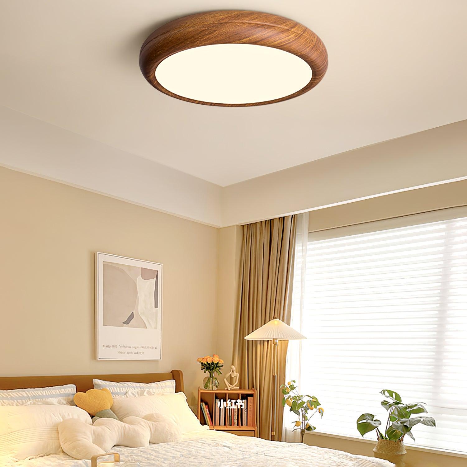 Grena Wood Grain Round Ceiling Light - Lamp Copper