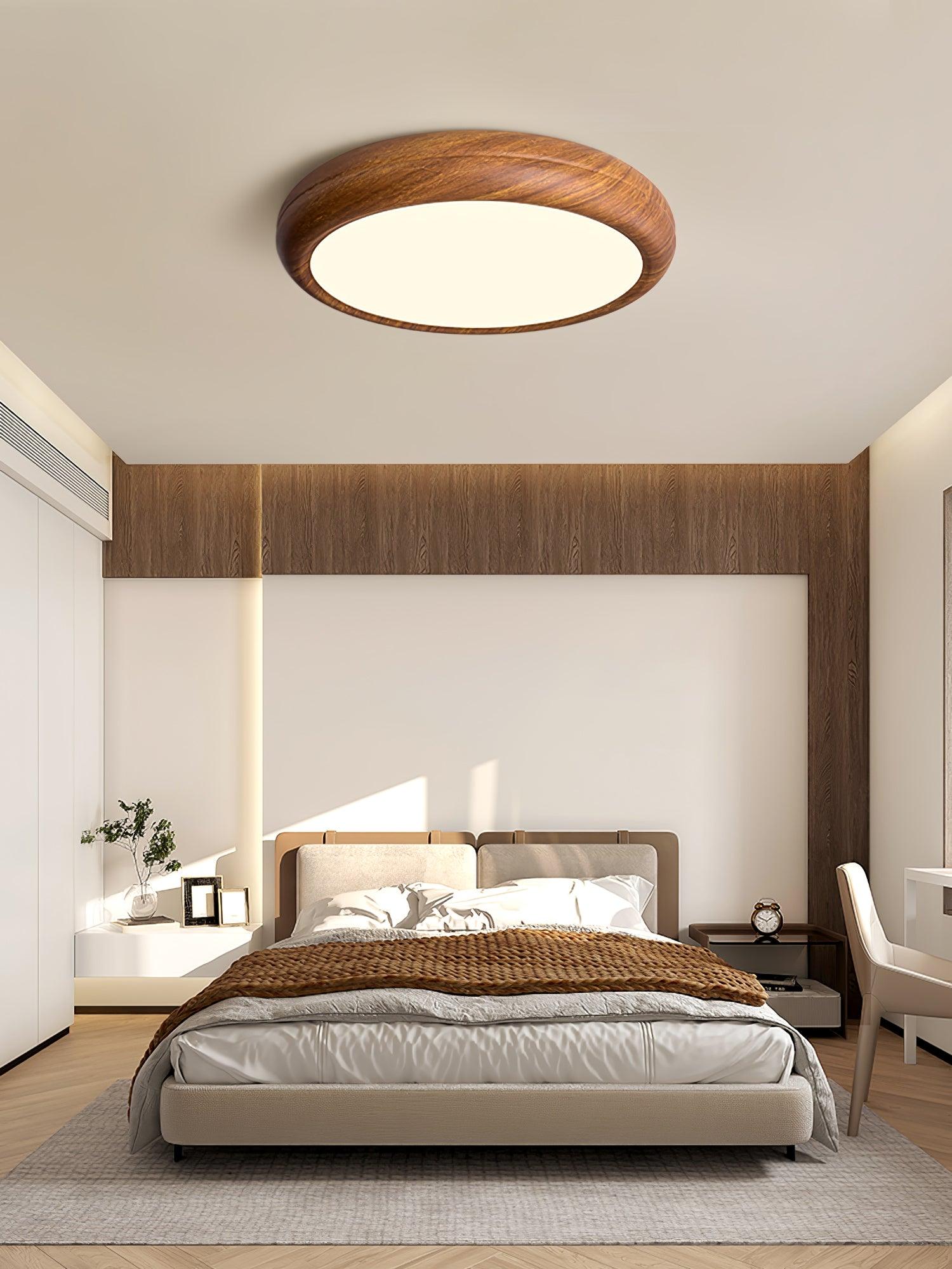 Orbis Wood Wood Grain Round Ceiling Light - Lamp Copper
