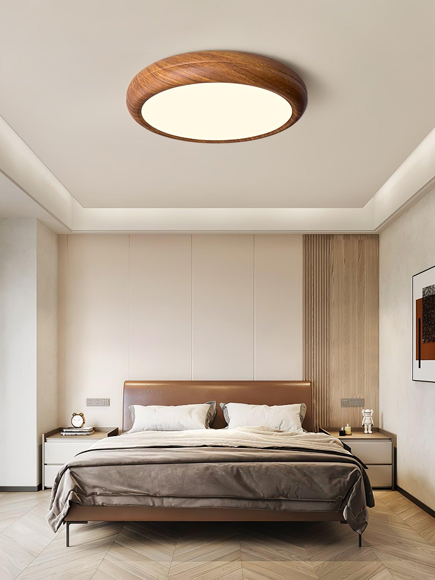 Orbis Wood Wood Grain Round Ceiling Light - Lamp Copper