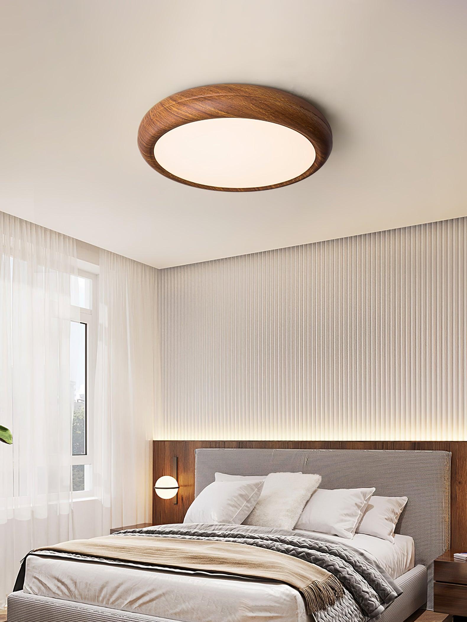 Orbis Wood Wood Grain Round Ceiling Light - Lamp Copper