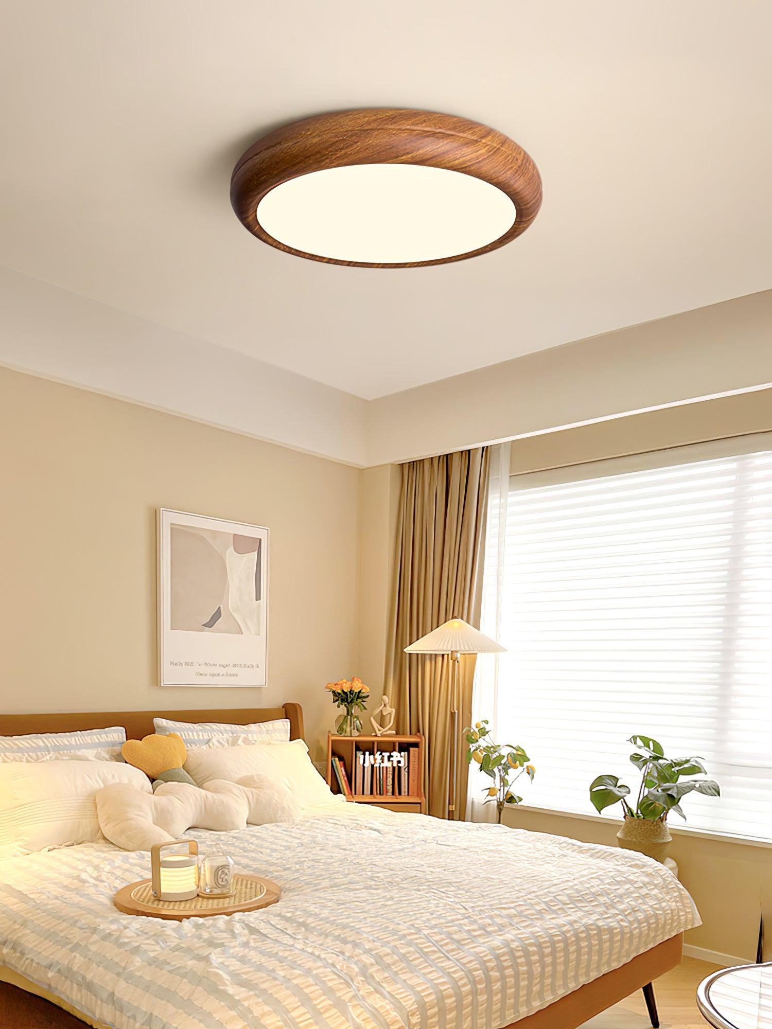Orbis Wood Wood Grain Round Ceiling Light - Lamp Copper