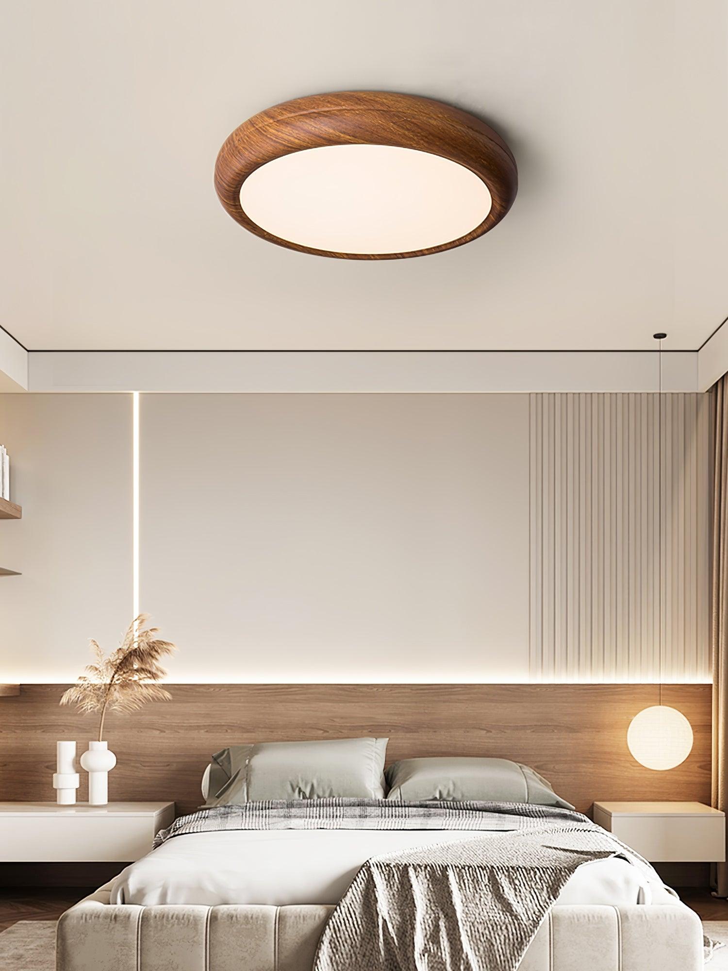 Orbis Wood Wood Grain Round Ceiling Light - Lamp Copper