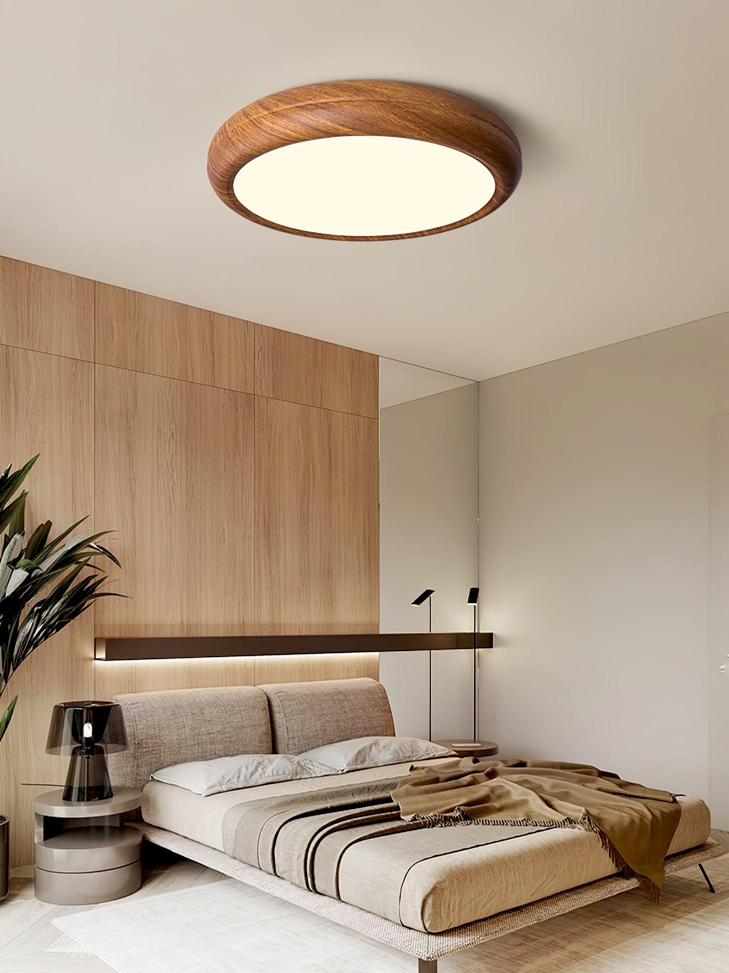 Orbis Wood Wood Grain Round Ceiling Light - Lamp Copper