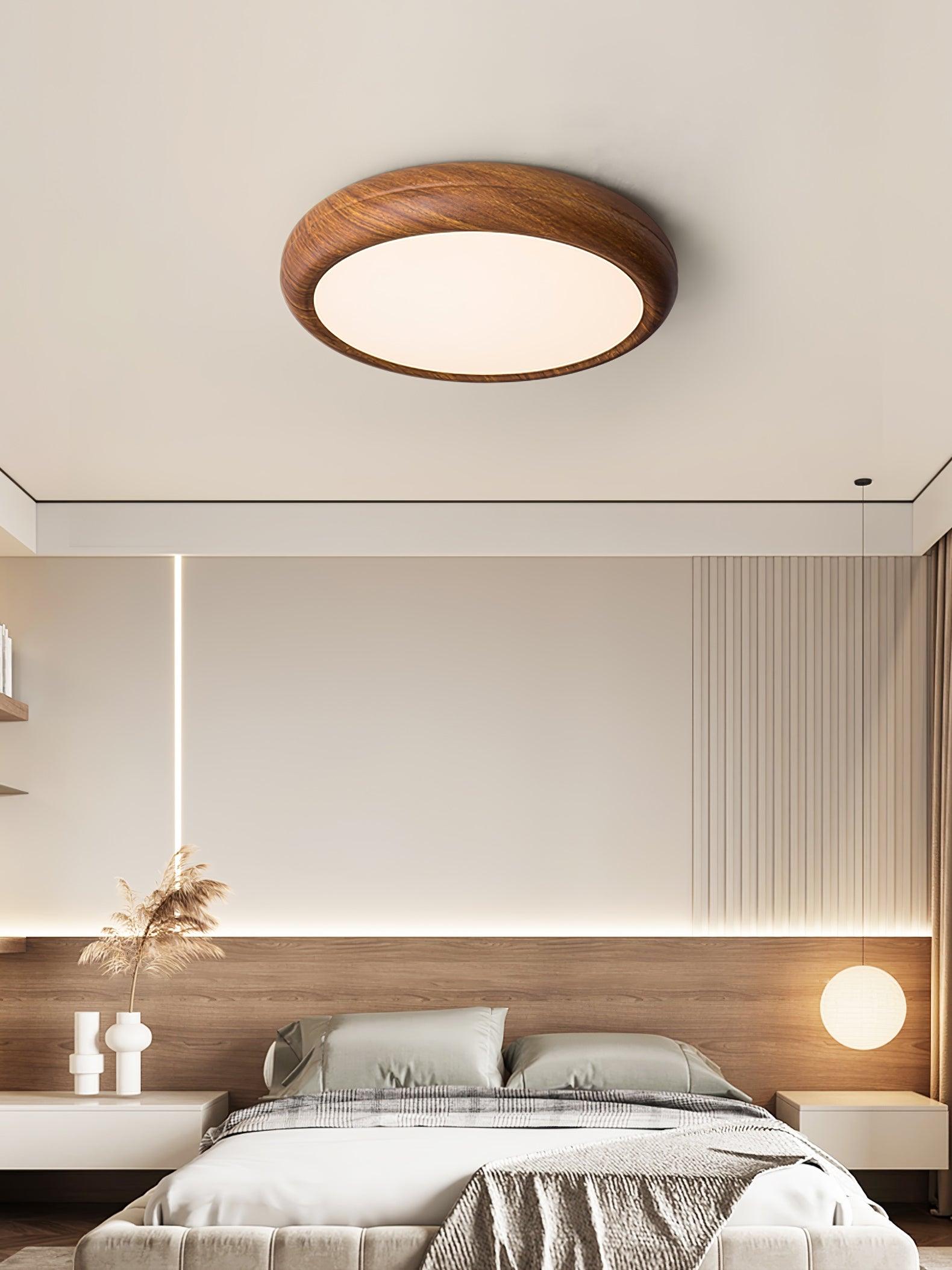 Orbis Wood Wood Grain Round Ceiling Light - Lamp Copper