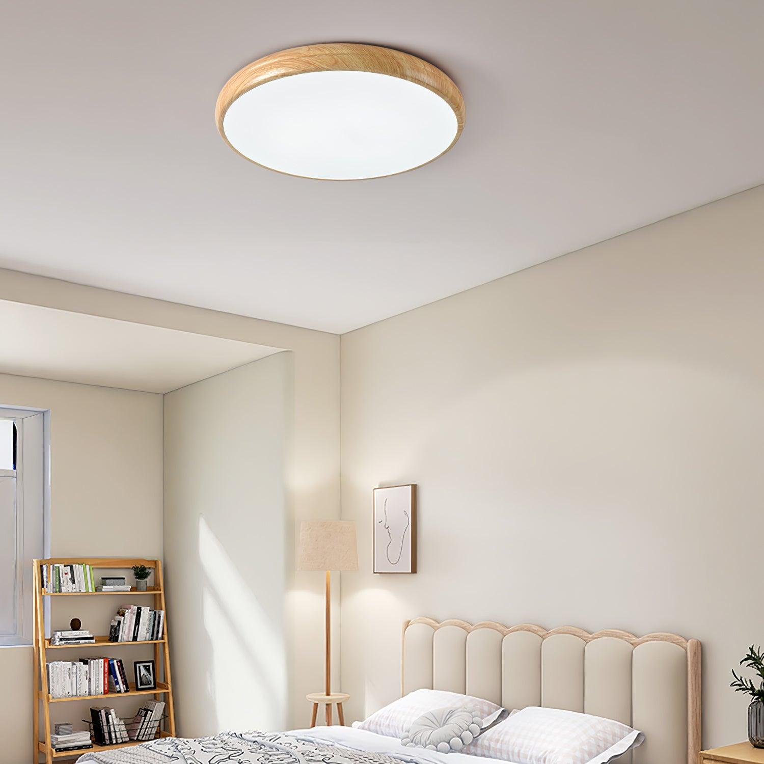 Grena Wood Grain Round Ceiling Light - Lamp Copper