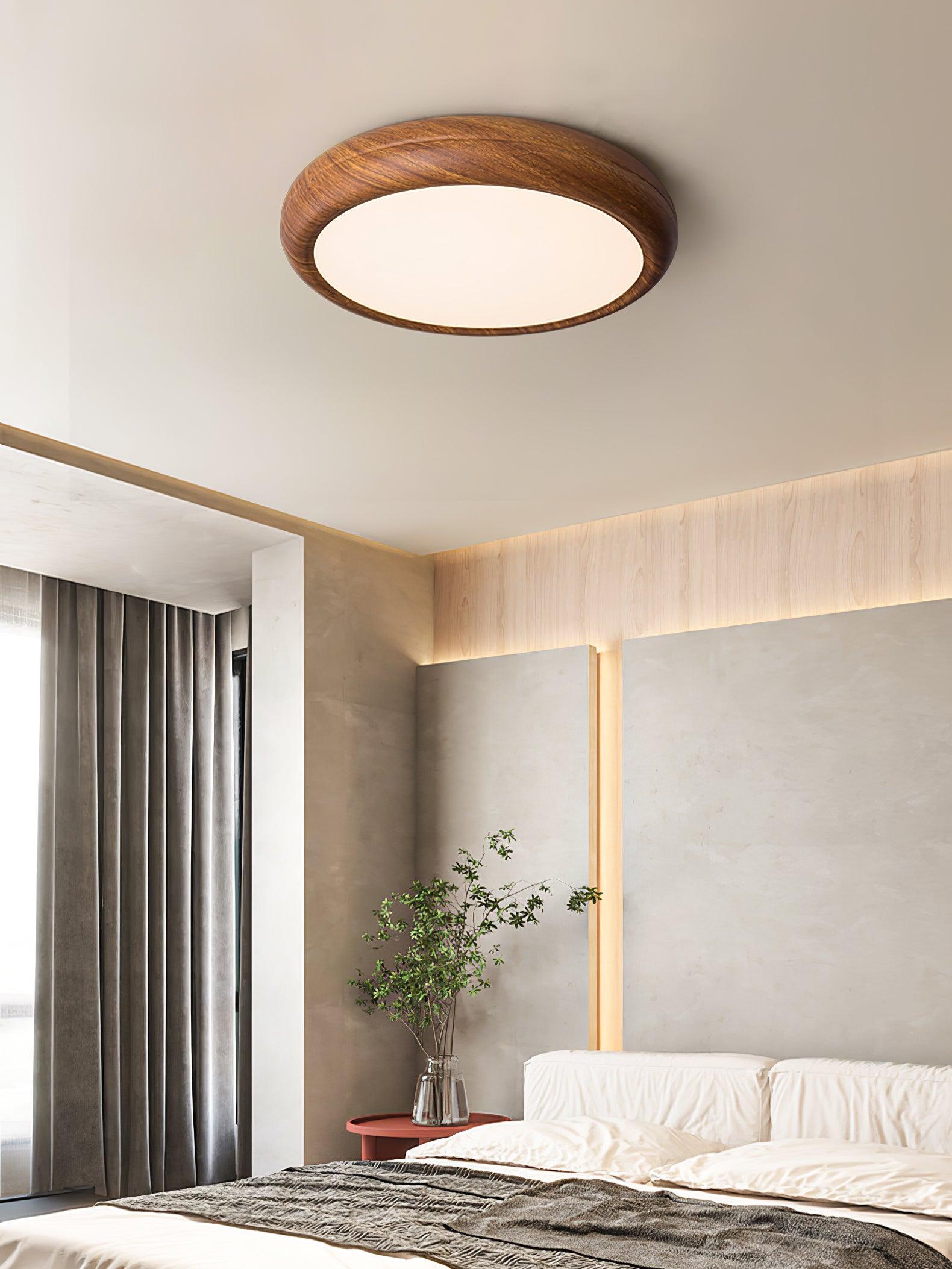 Orbis Wood Wood Grain Round Ceiling Light - Lamp Copper
