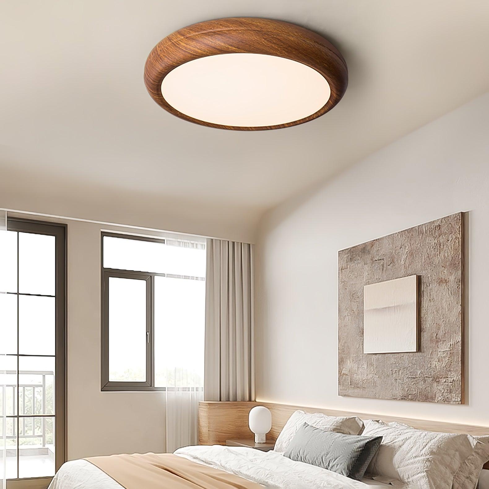 Grena Wood Grain Round Ceiling Light - Lamp Copper