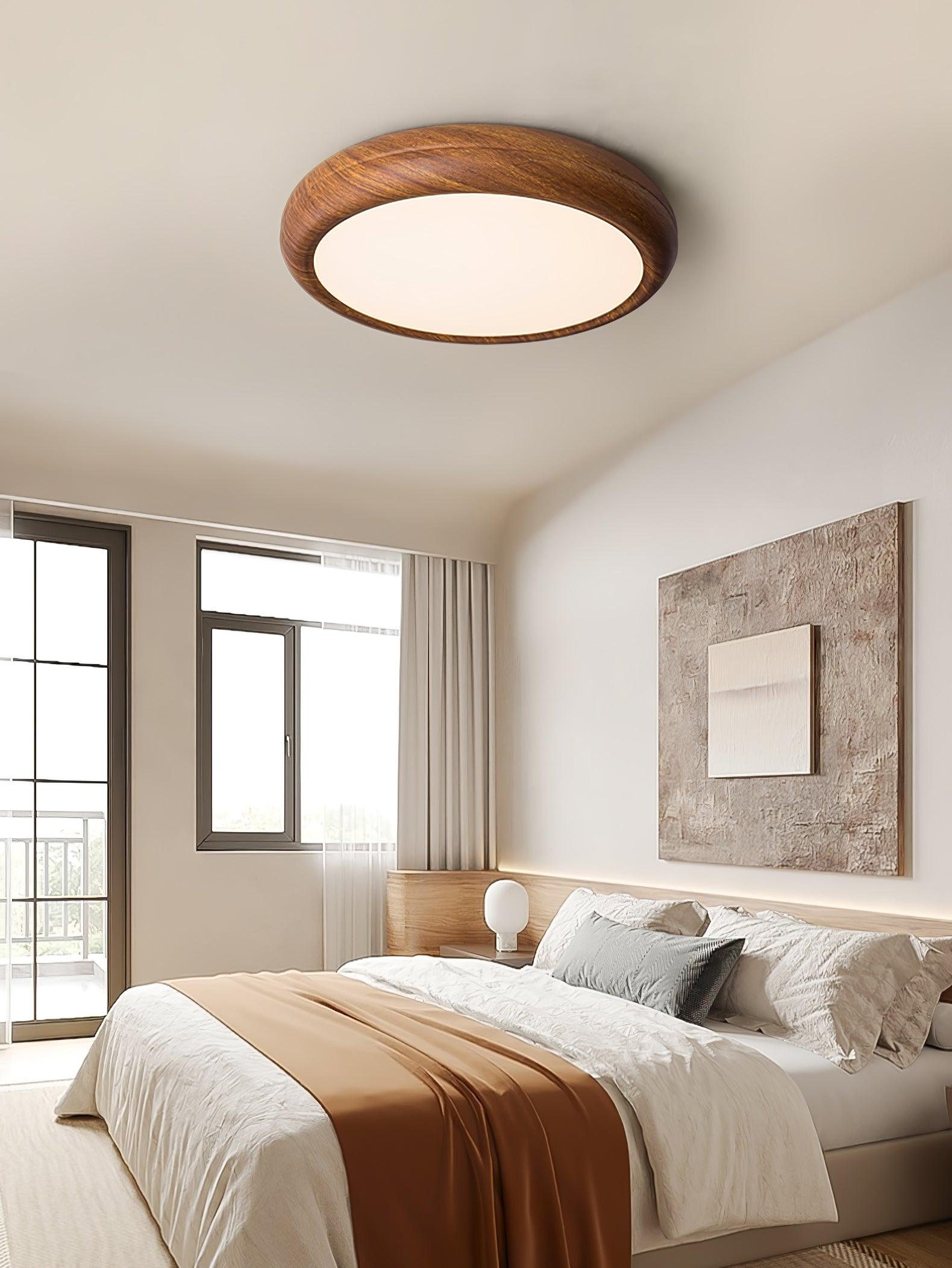 Orbis Wood Wood Grain Round Ceiling Light - Lamp Copper