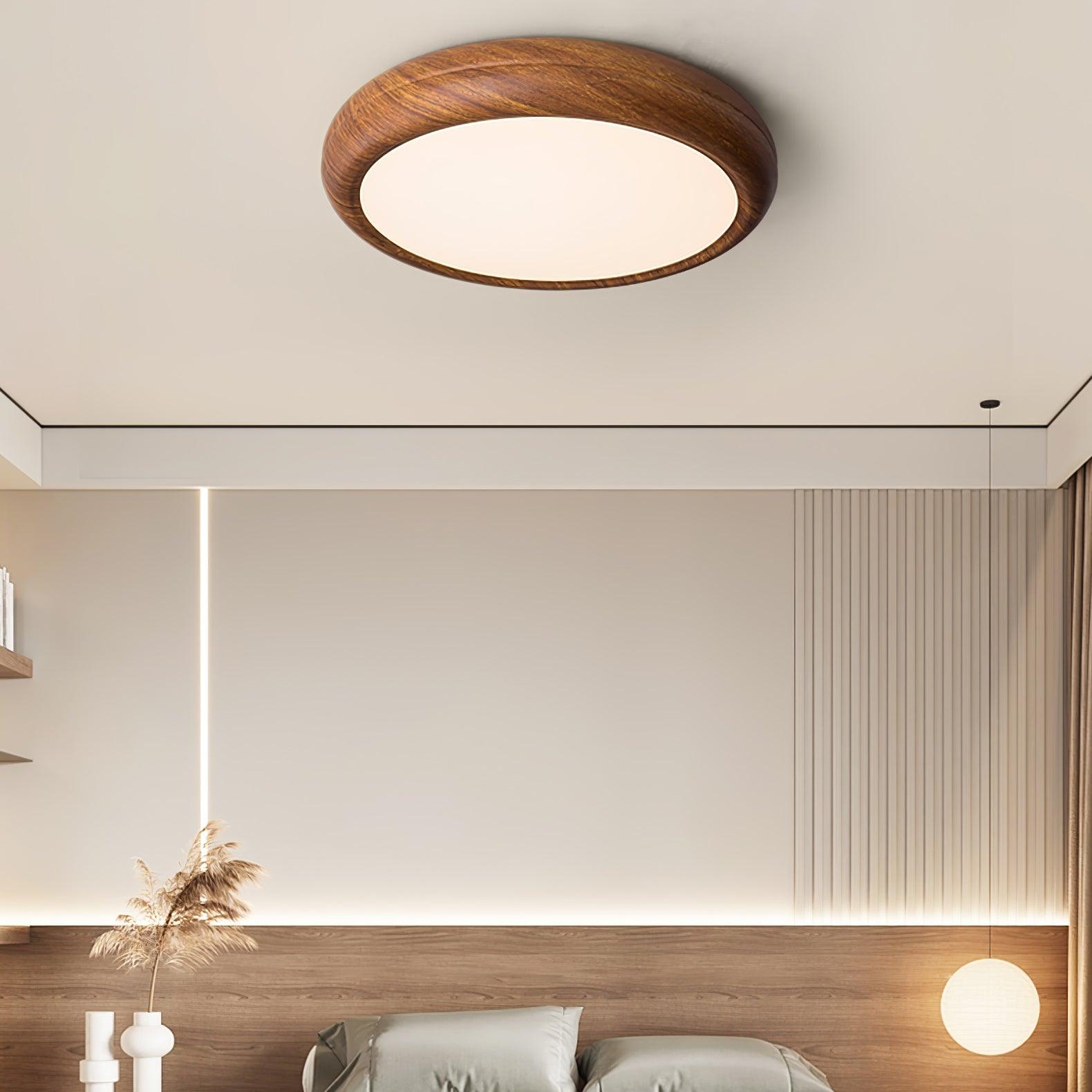 Grena Wood Grain Round Ceiling Light - Lamp Copper