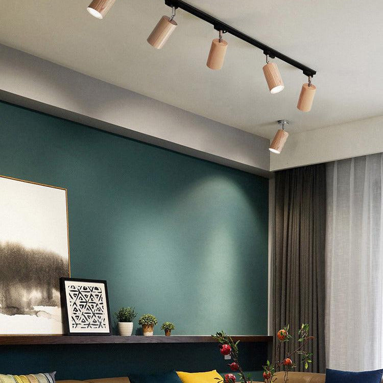 Finn Wood Track Ceiling Light Spotlight - Lamp Copper