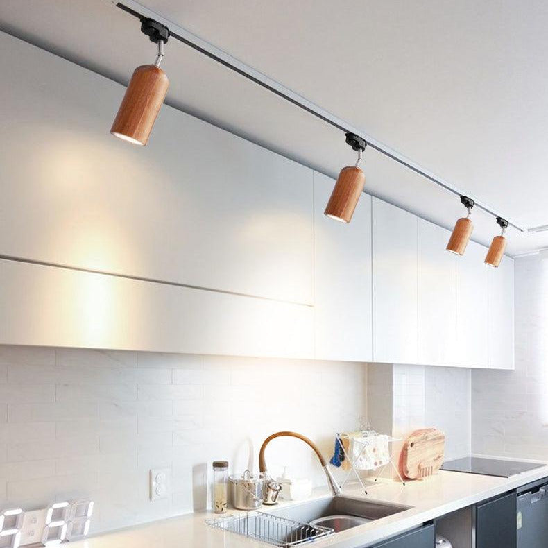 Finn Wood Track Ceiling Light Spotlight - Lamp Copper