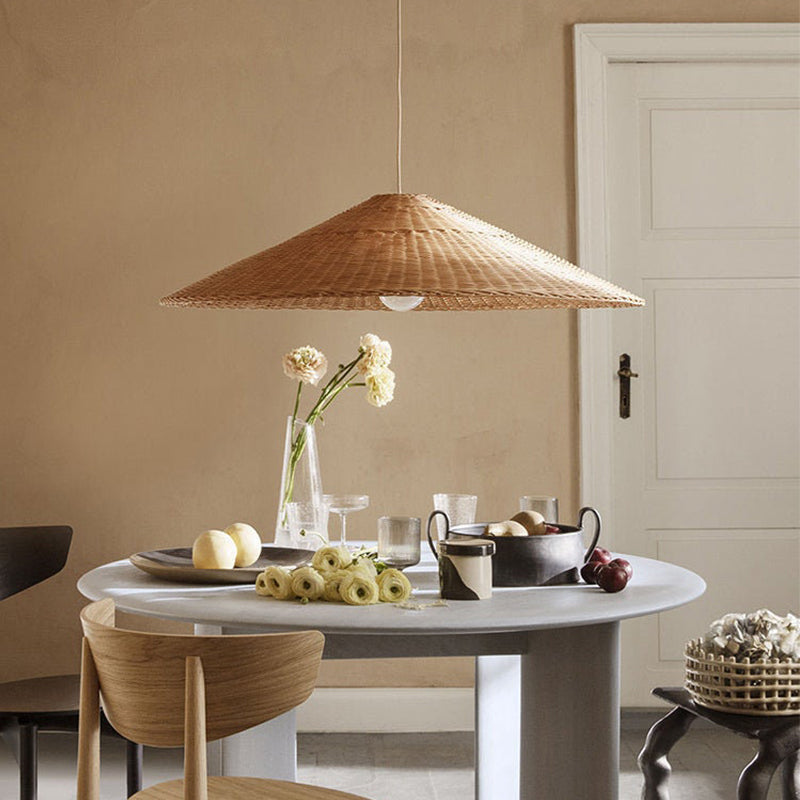 Muto Vintage Handmade LED Rattan Pendant Light Living Room - Lamp Copper