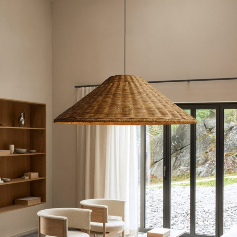 Muto Vintage Handmade LED Rattan Pendant Light Living Room - Lamp Copper