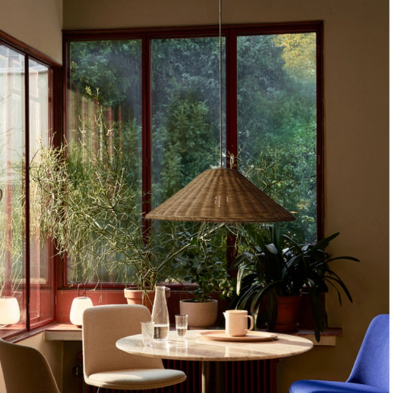 Muto Vintage Handmade LED Rattan Pendant Light Living Room - Lamp Copper