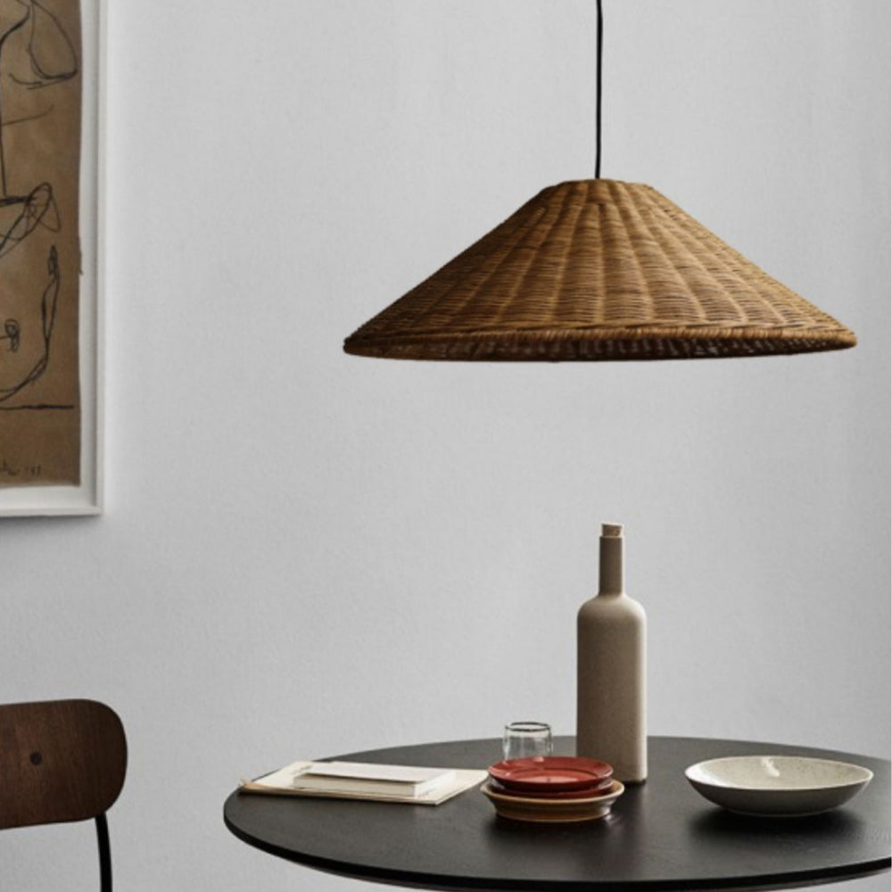 Muto Vintage Handmade LED Rattan Pendant Light Living Room - Lamp Copper