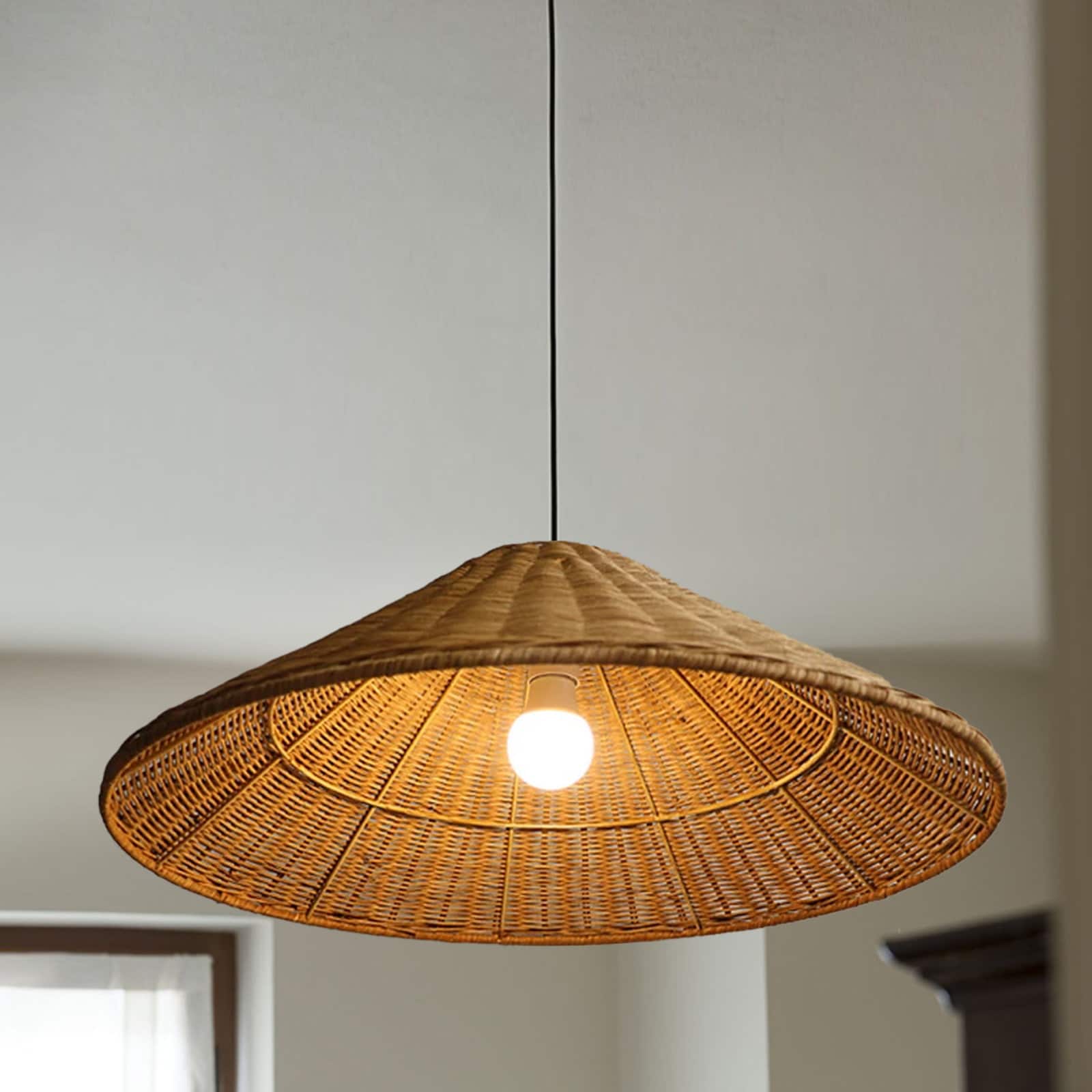 Muto Vintage Handmade LED Rattan Pendant Light Living Room - Lamp Copper