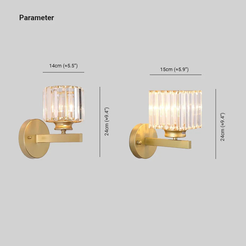 Arisha Modern LED Crystal Wall Lamp Square, Round - Lamp Copper