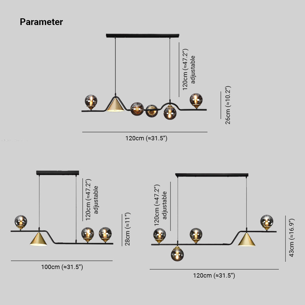 Arisha Modern LED Pendant Light Black/Gold Glass Living Room/Bedroom - Lamp Copper